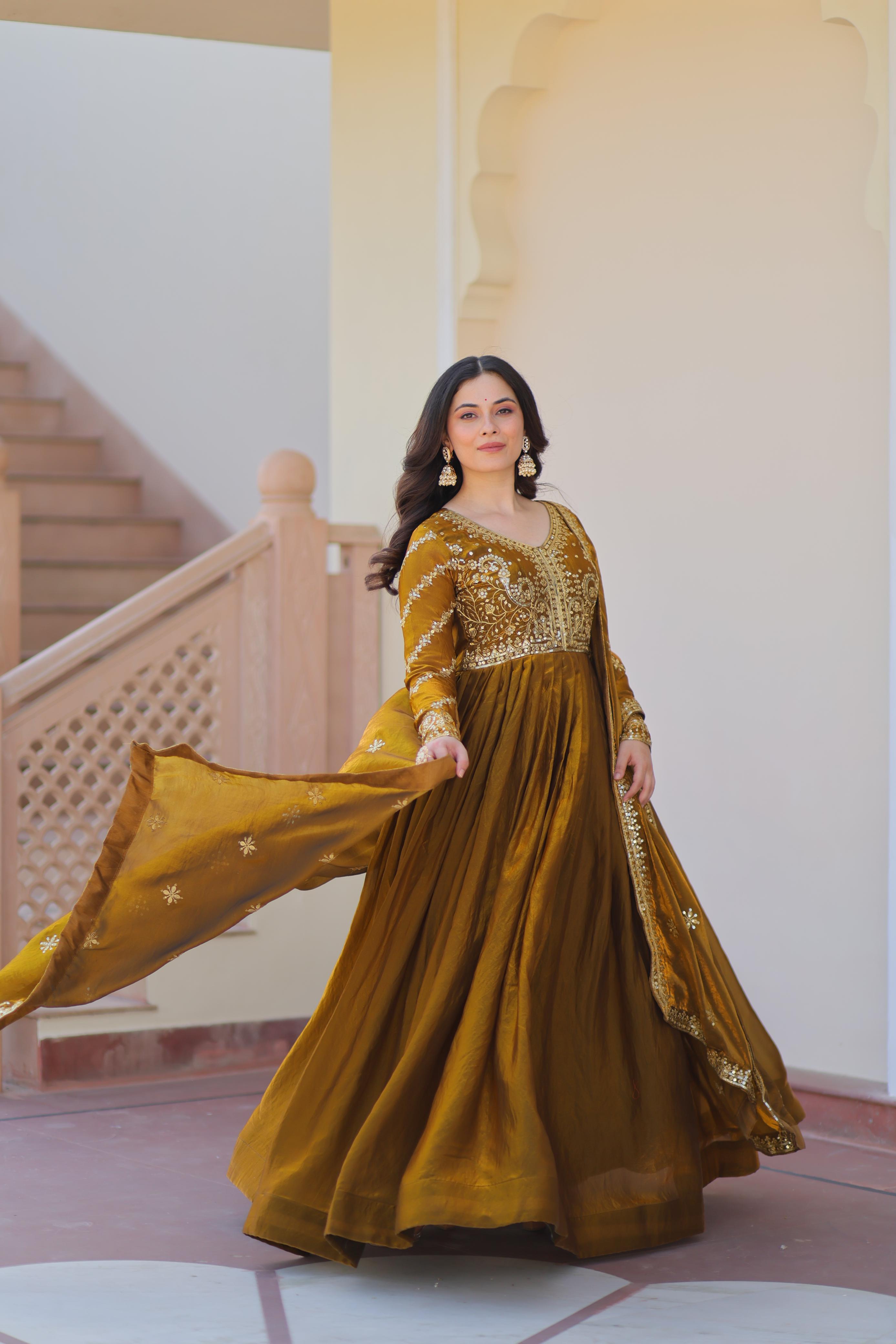 Kesariya Vaani Embroidered Gown Set