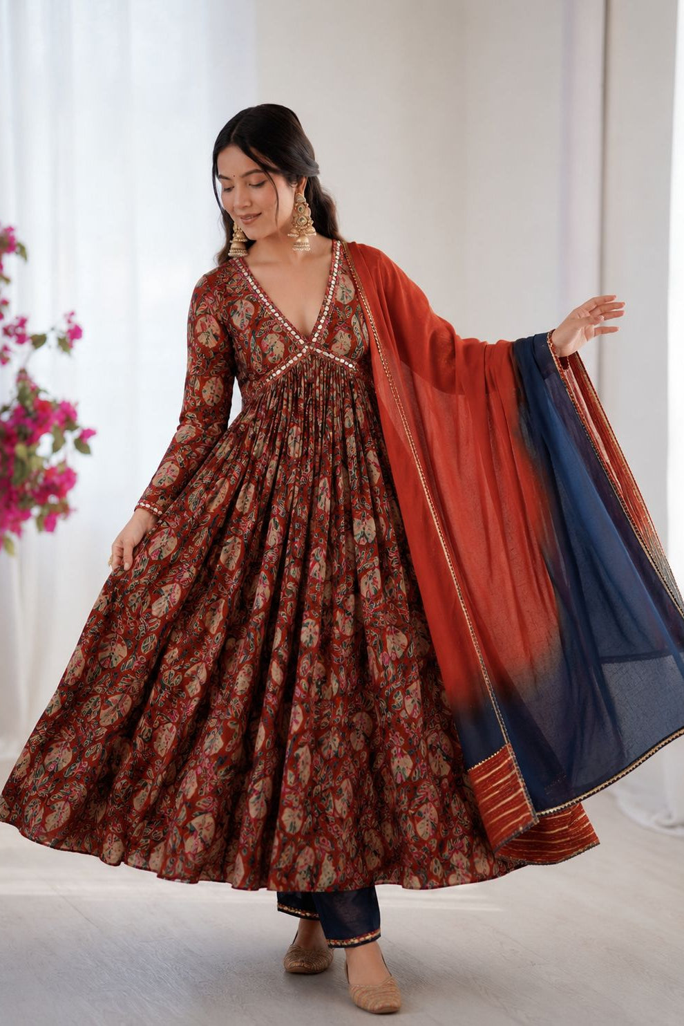 Ruhaanika Foil Print Chanderi Suit Set