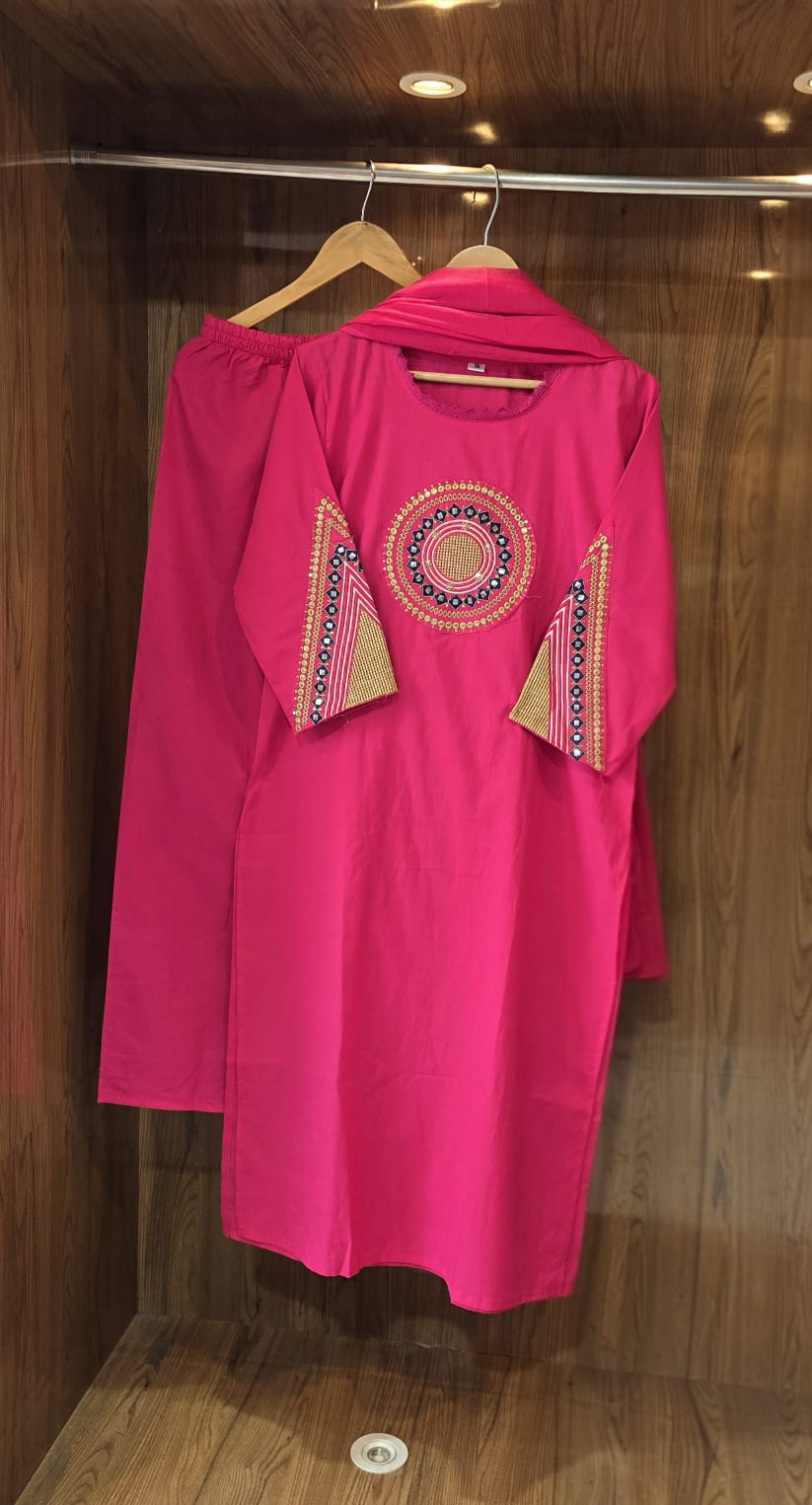 Gulbahar Cotton Embroidered Yoke Suit Set
