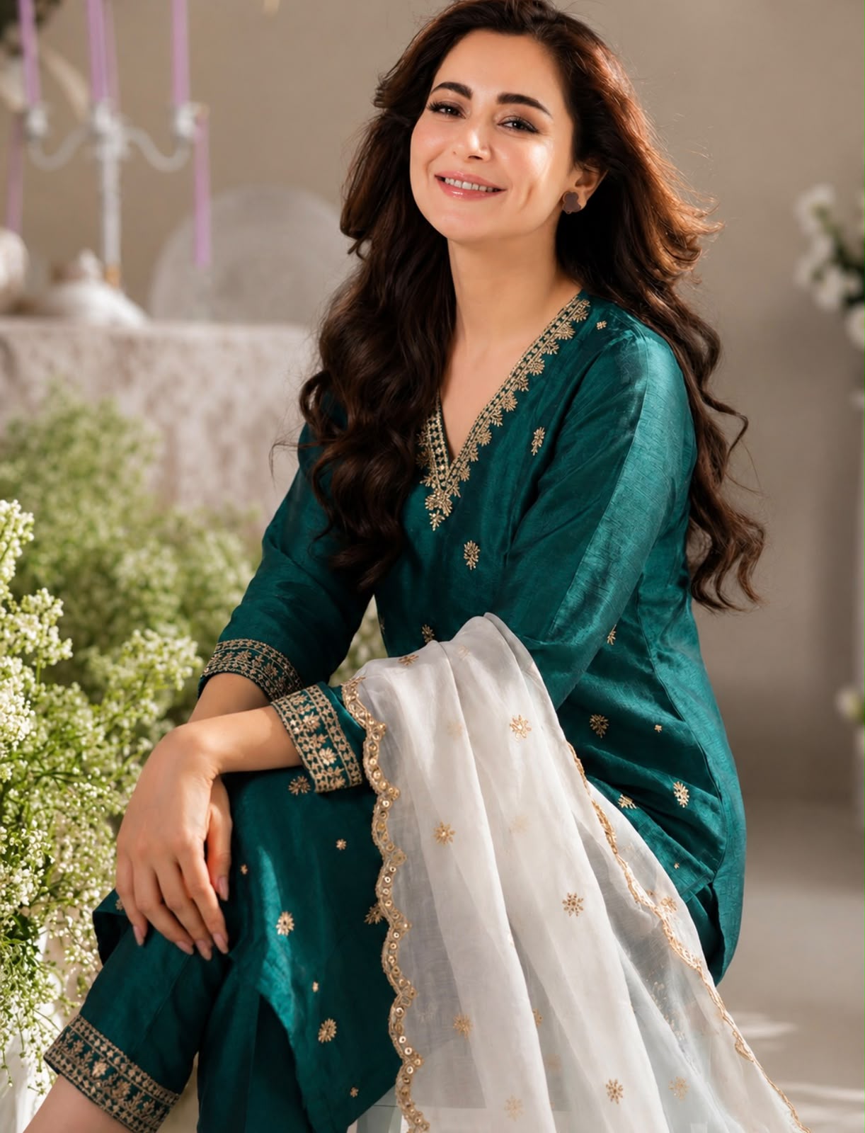Morpankhika Embroidered Vichitra Silk Kurta Set
