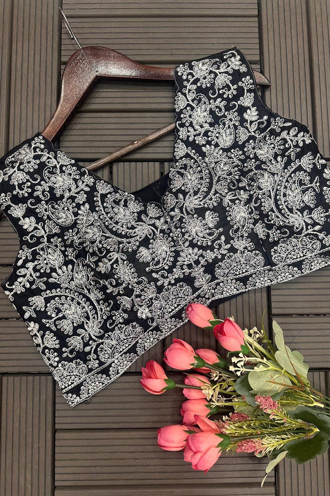 Modern Embroidery ready to wear saree with Embroidery Blouse