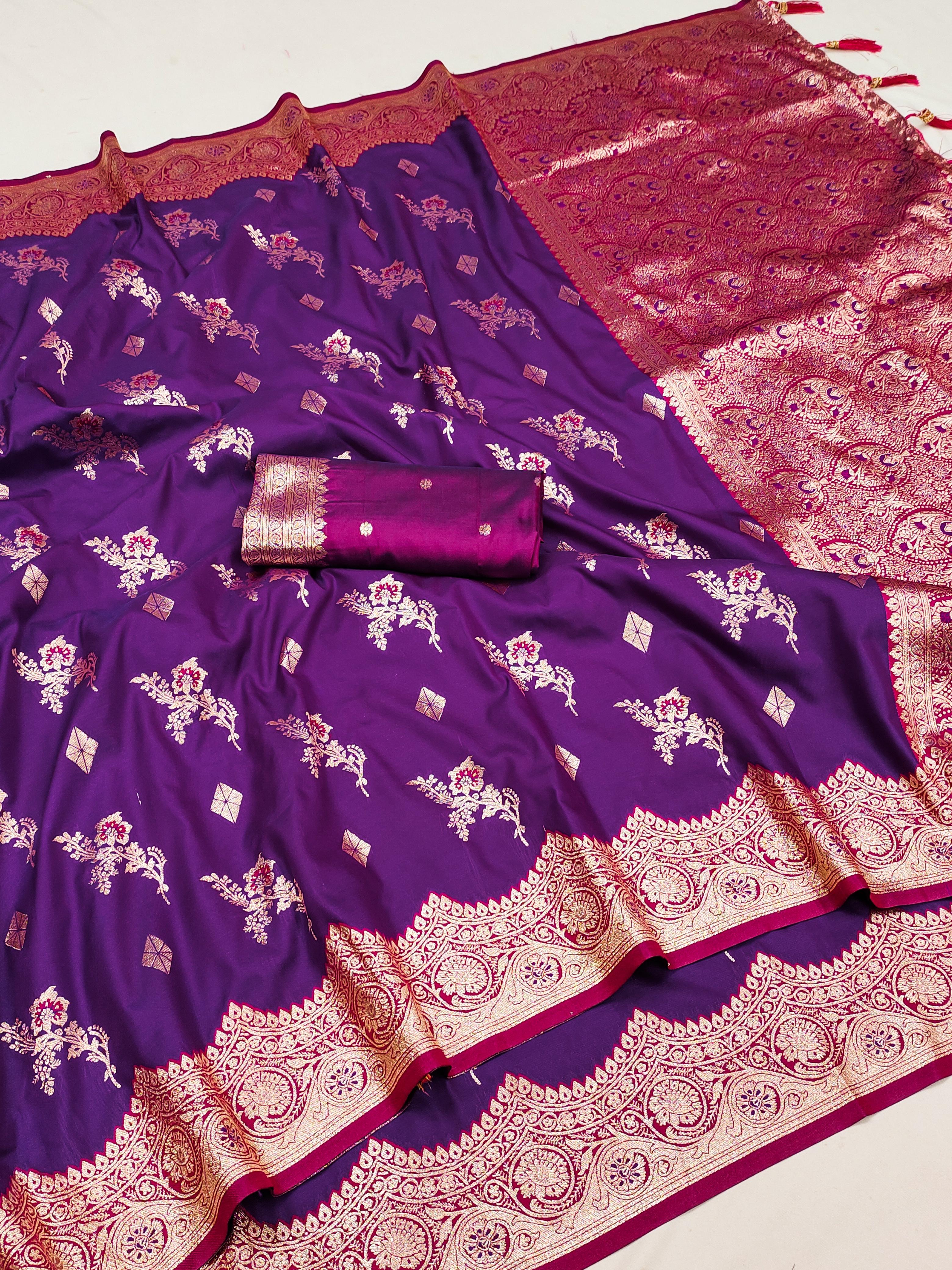 Soft Banarasi Silk Meenakari Weaving Saree