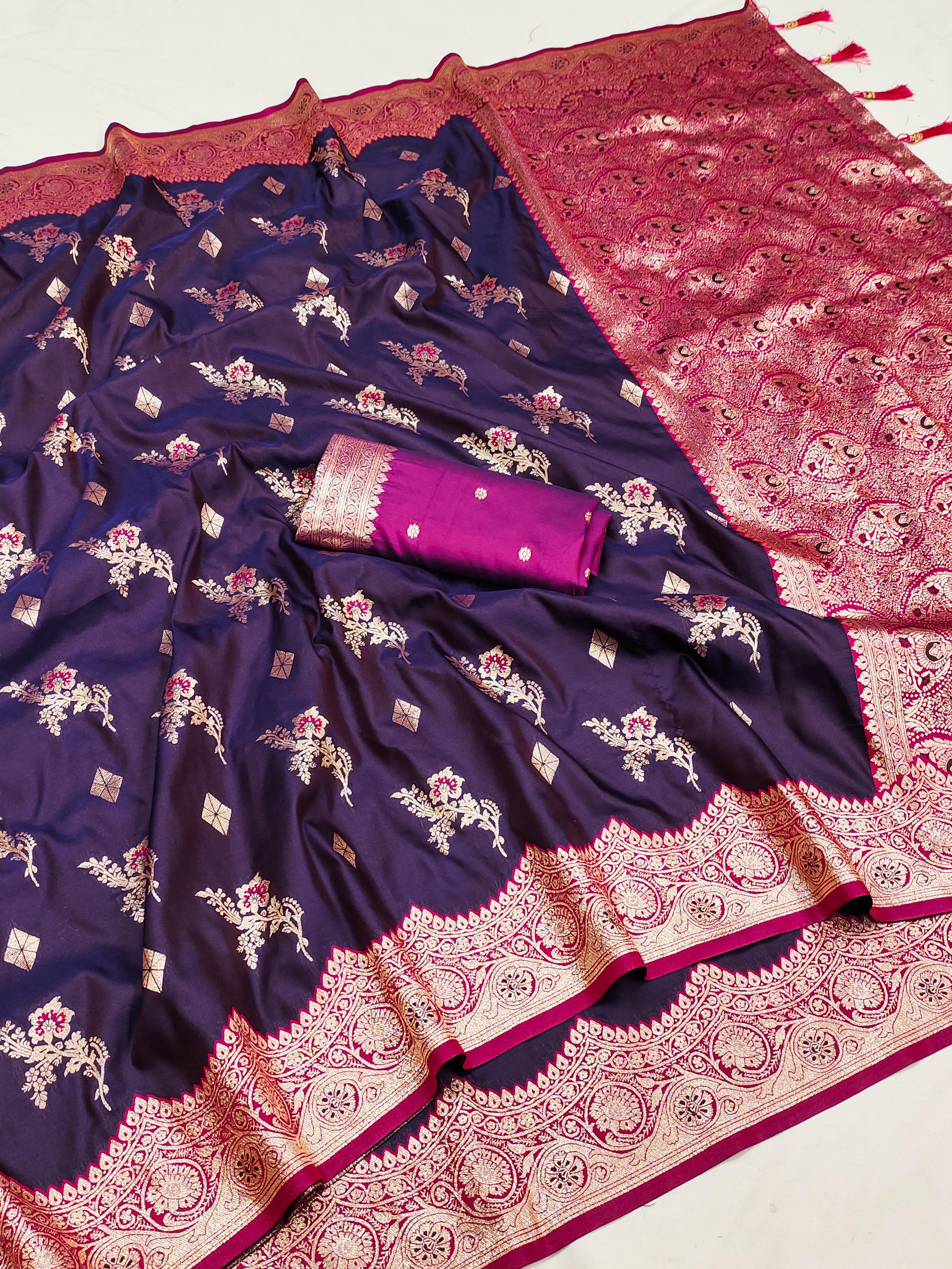 Soft Banarasi Silk Meenakari Weaving Saree