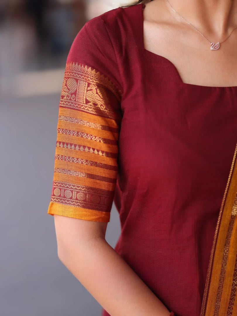 Kanchi Cotton Hand Zari Woven Suit Set