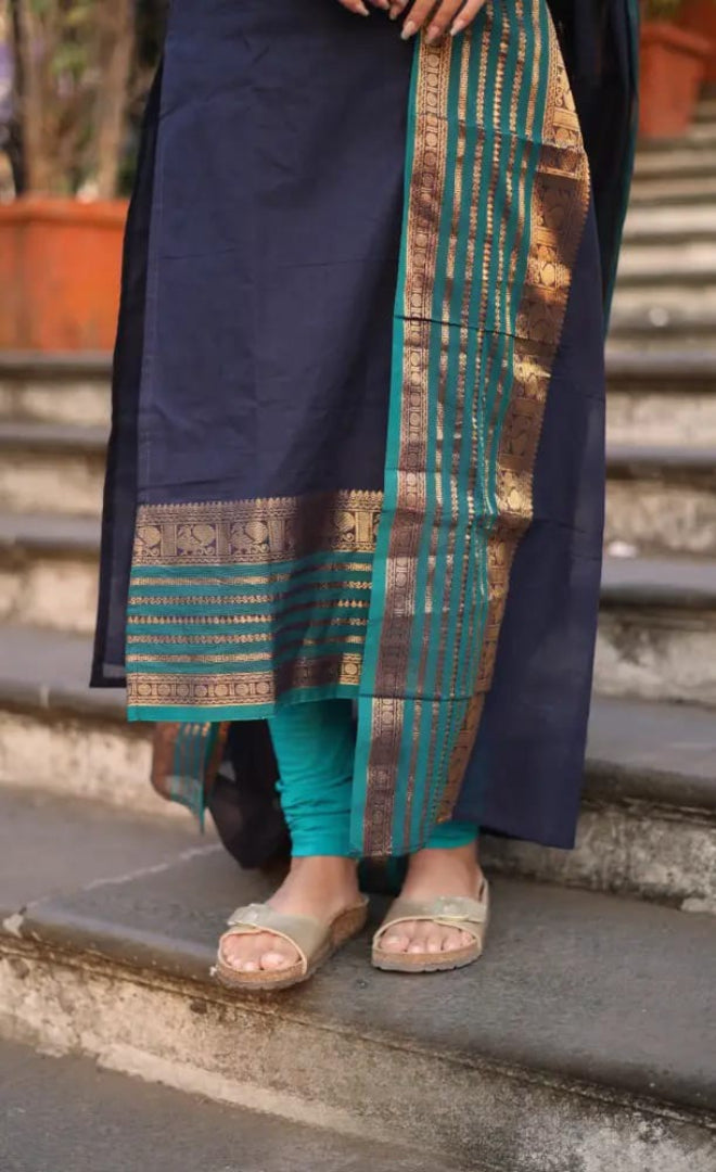 Kanchi Cotton Hand Zari Woven Suit Set