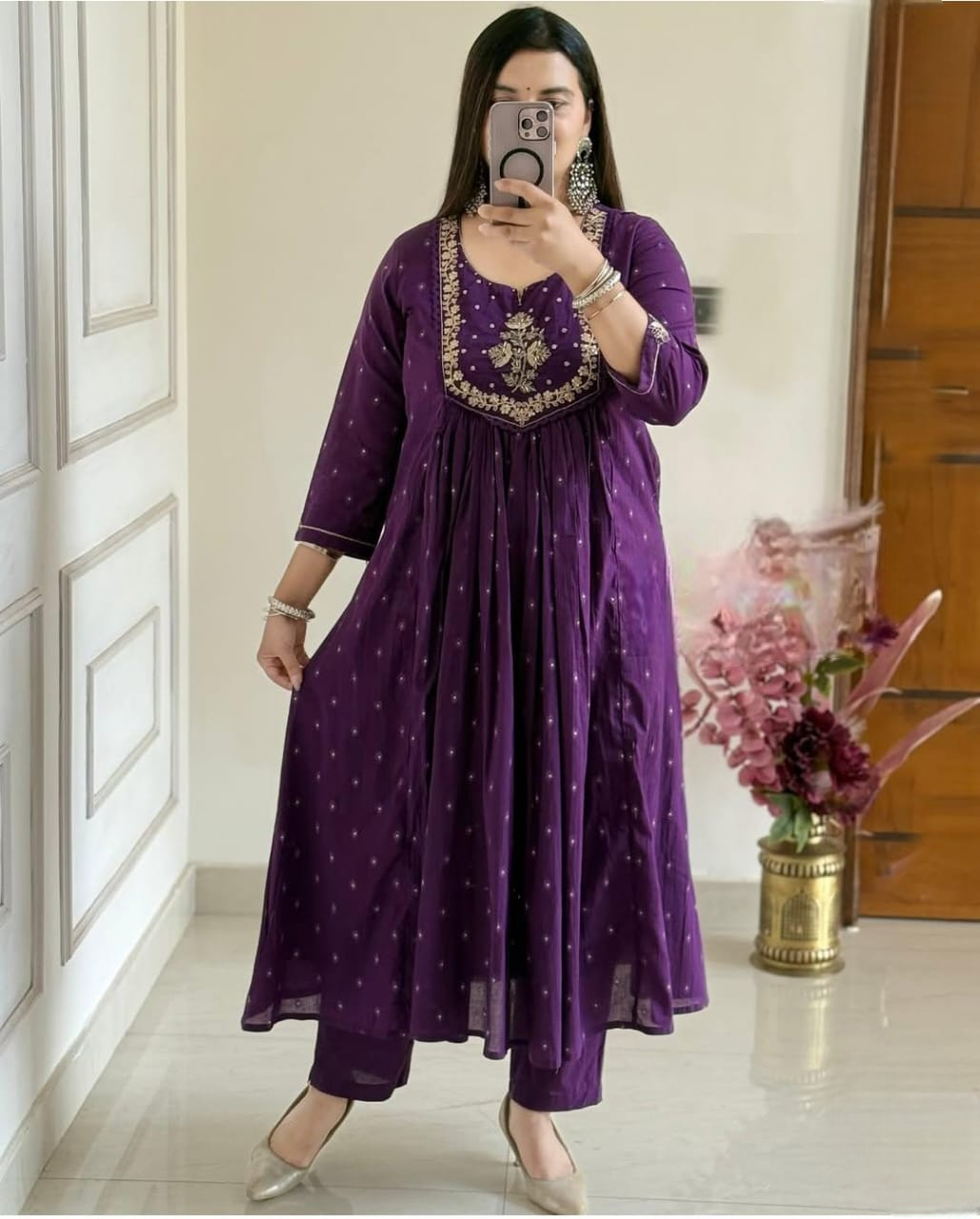 New Traditional Embroidered Anarkali Kurta Set