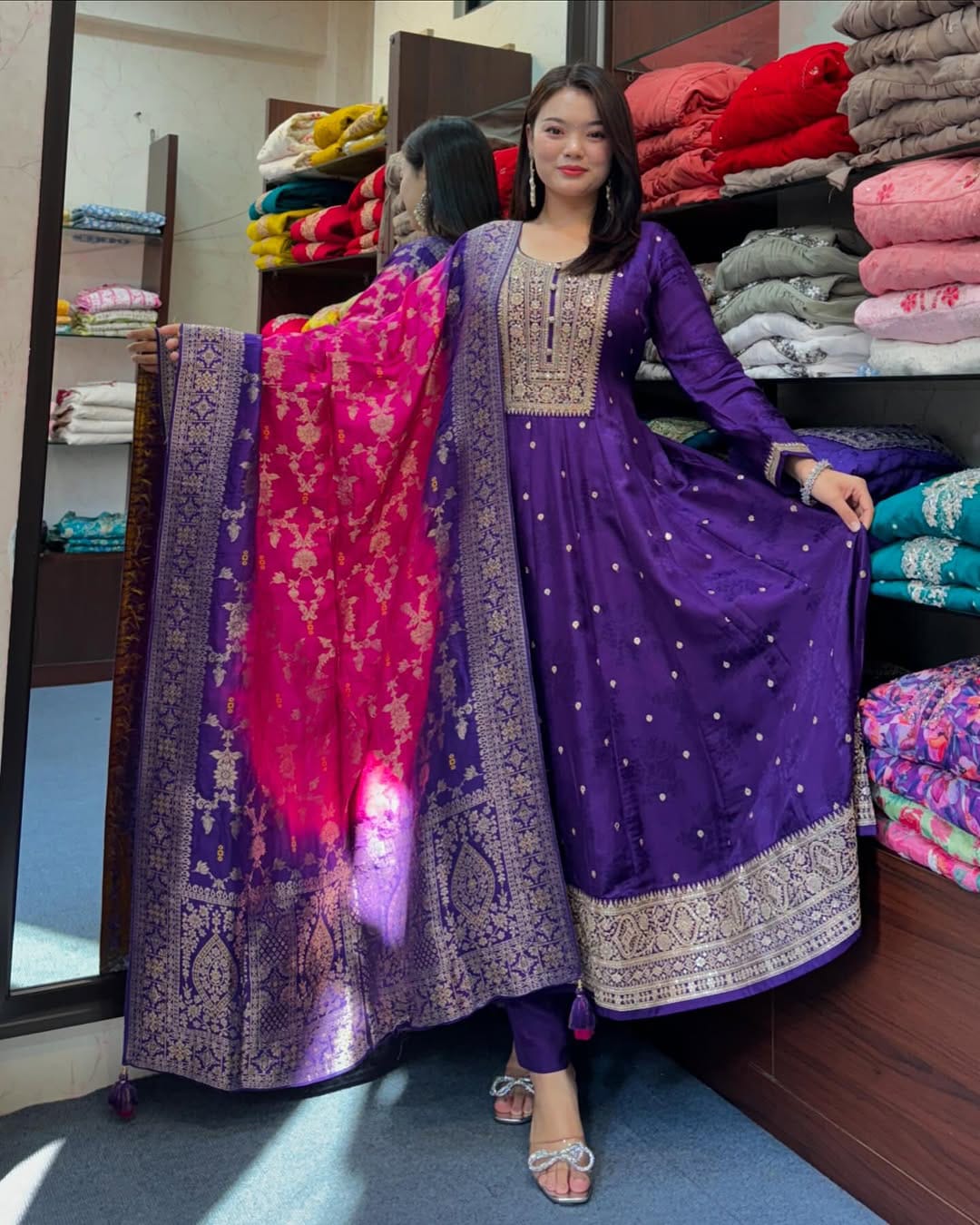 Noor-E-Chandni Anarkali Kurti Pant Dupatta Set