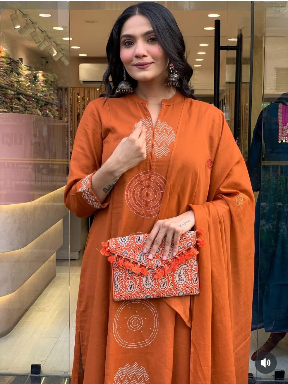 New Trending A-Line Kurti Pant Dupatta Set