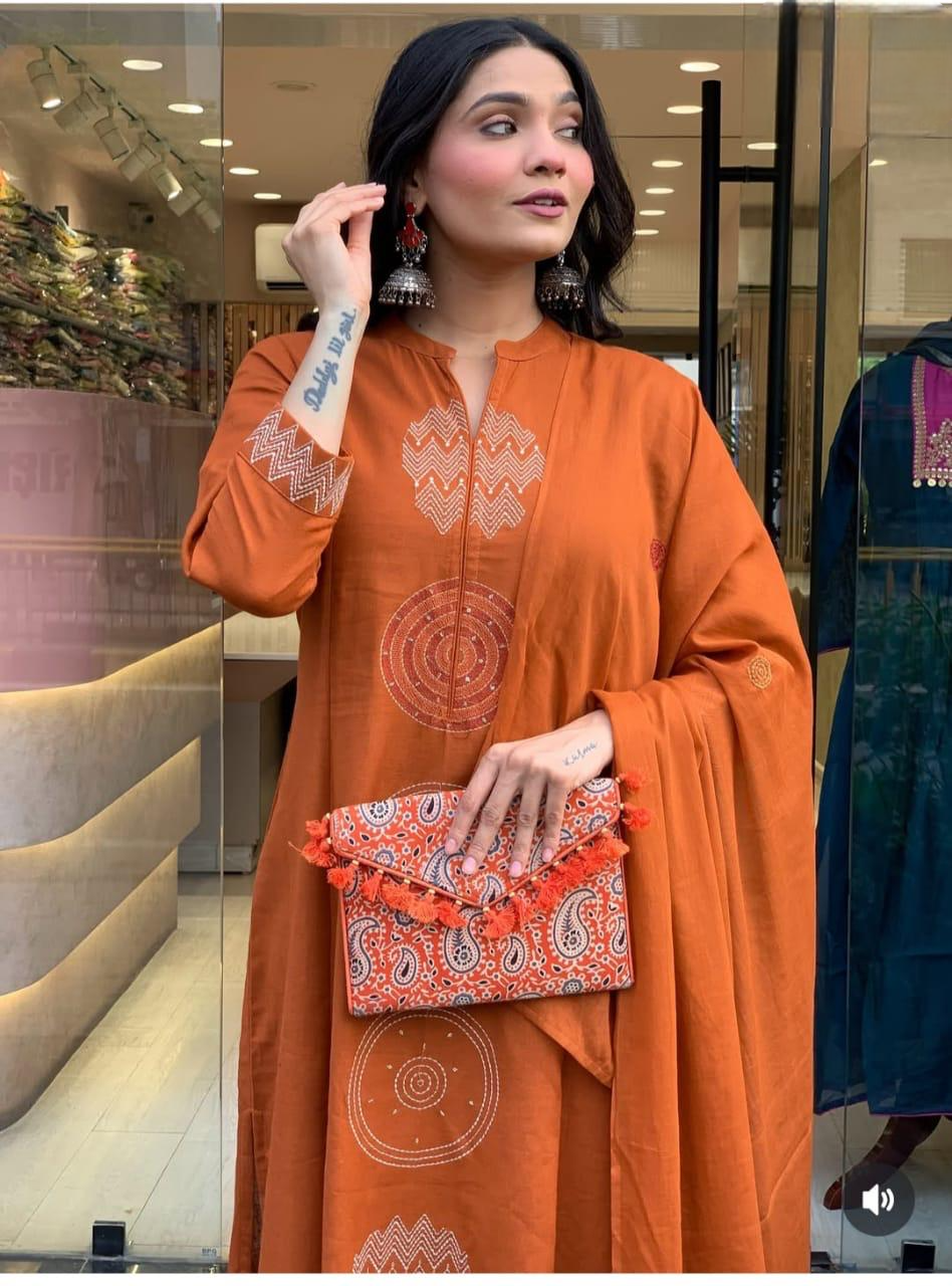 New Trending A-Line Kurti Pant Dupatta Set