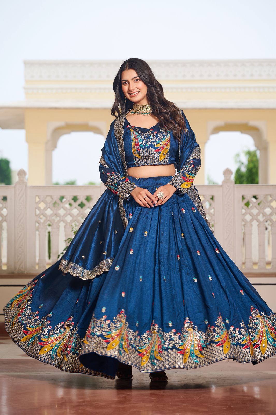 Morpanki Rajwada Heavy Embroidery Lehenga Choli Set
