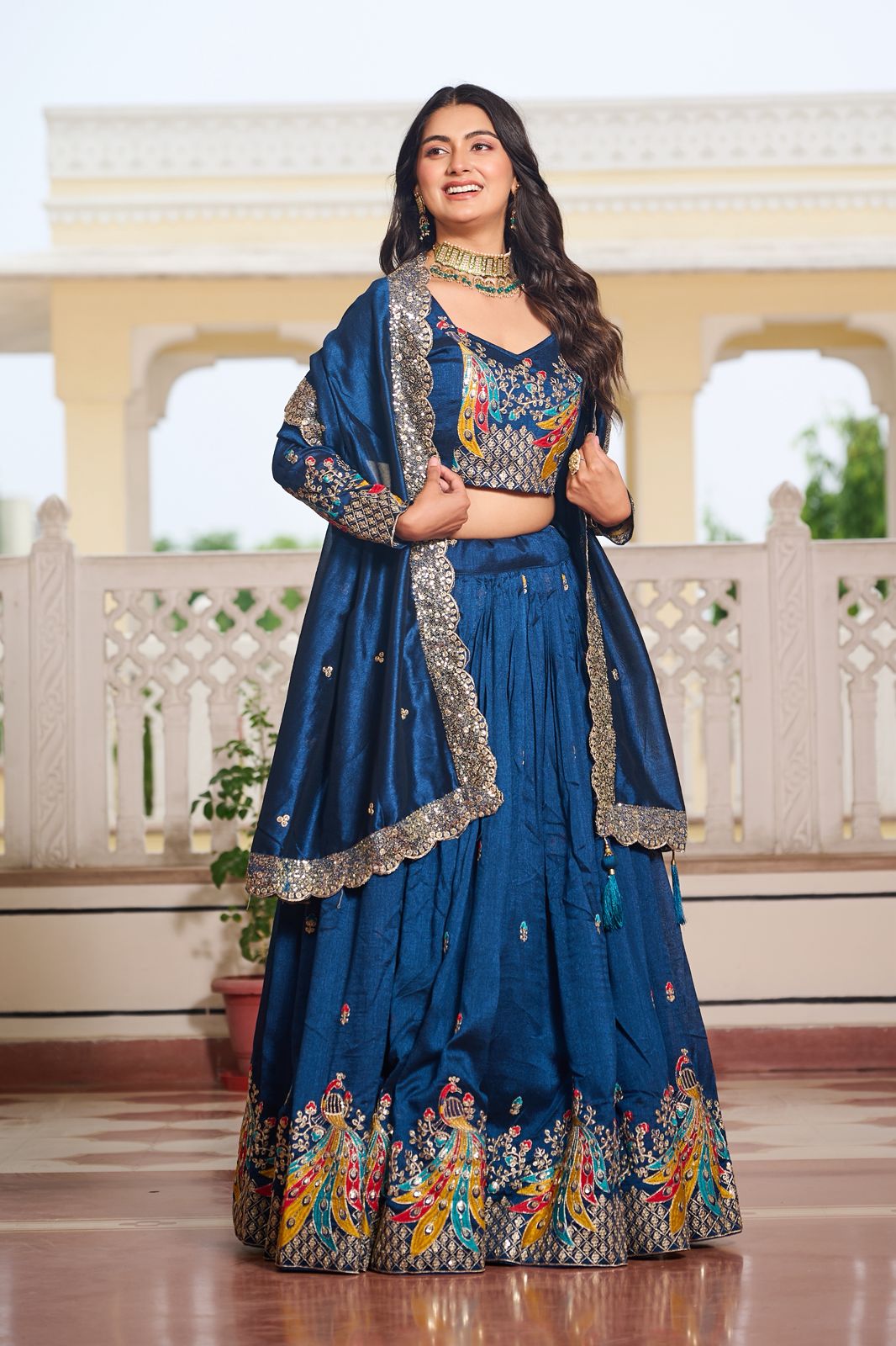 Morpanki Rajwada Heavy Embroidery Lehenga Choli Set