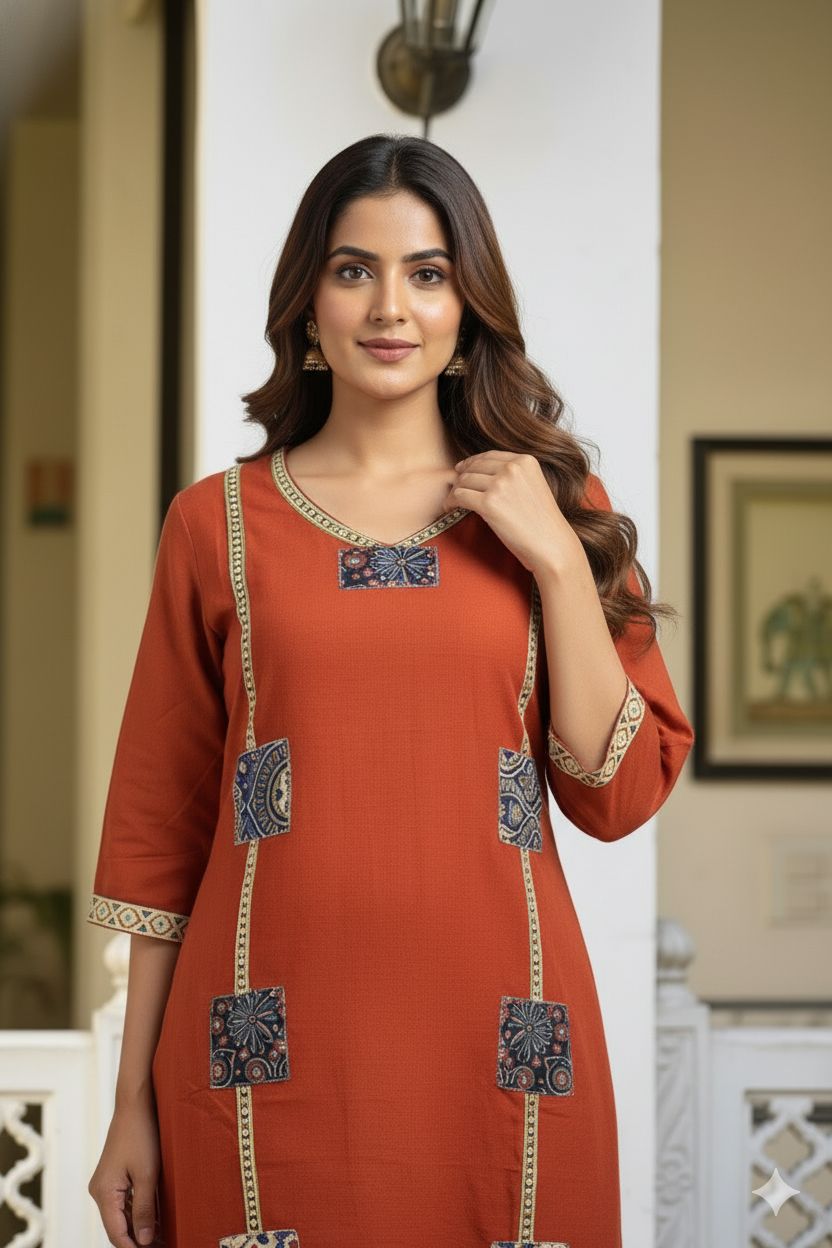 Aarohi Pechkari Cotton Flex Kurti Palazzo Set
