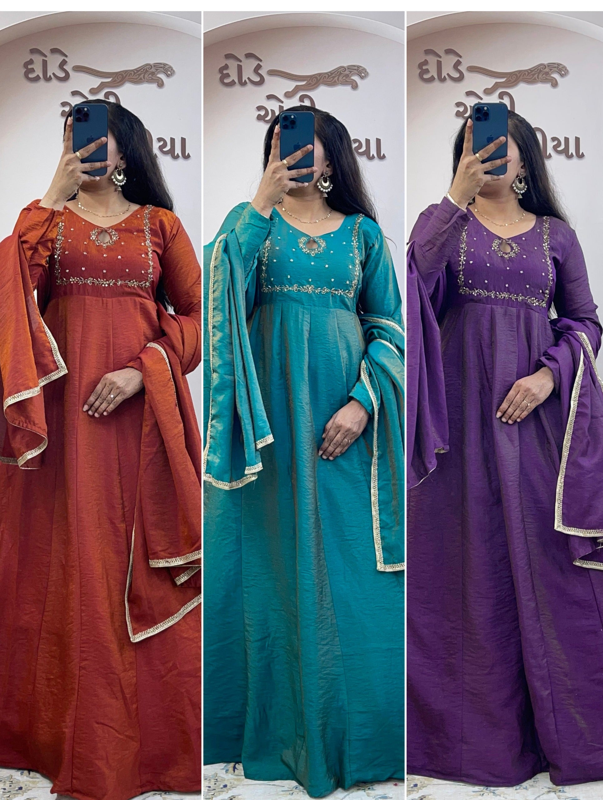Morpanki Khatli Vichitra Silk Gown Set