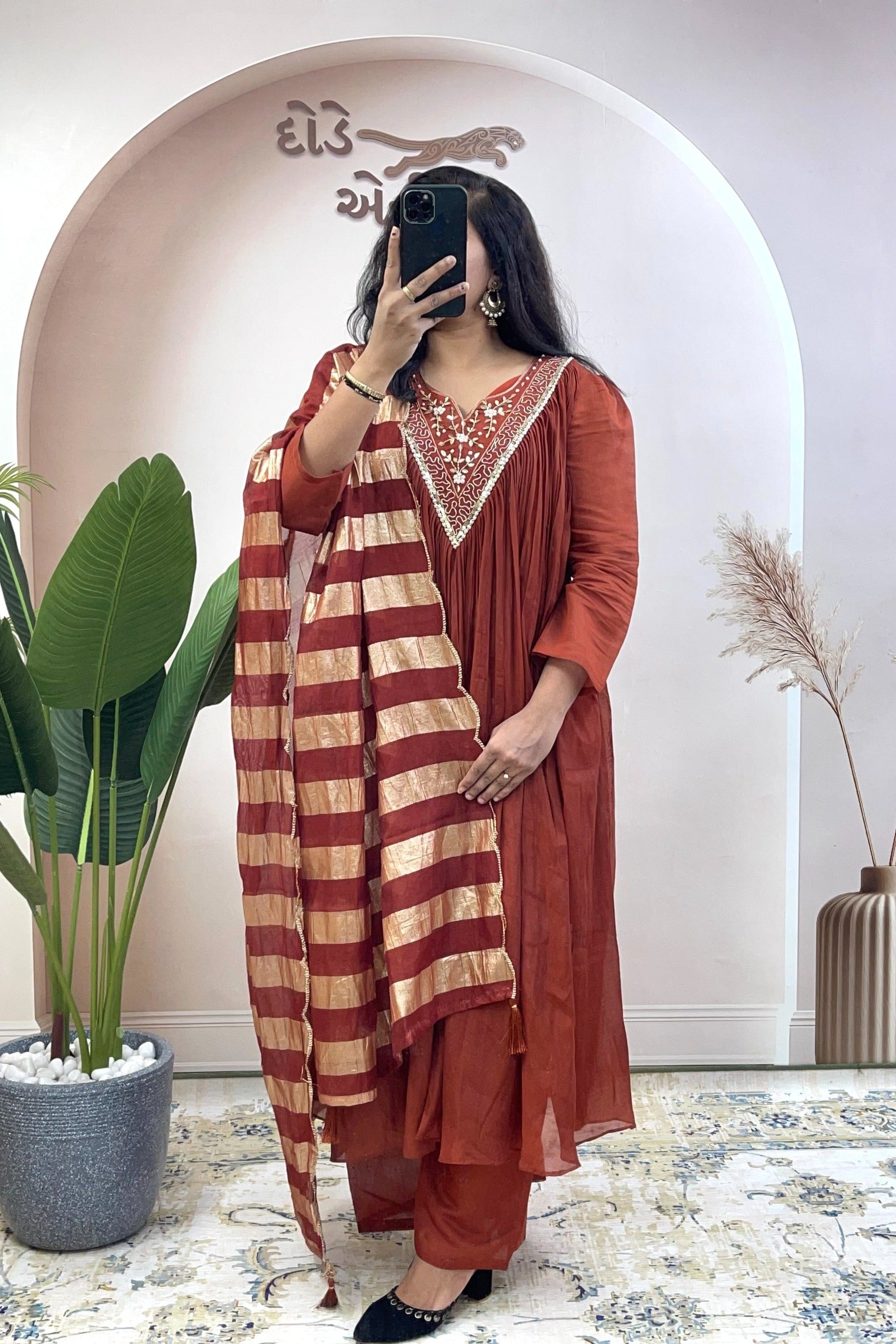 New Launch Mridula Khatli Chanderi Palazzo Set