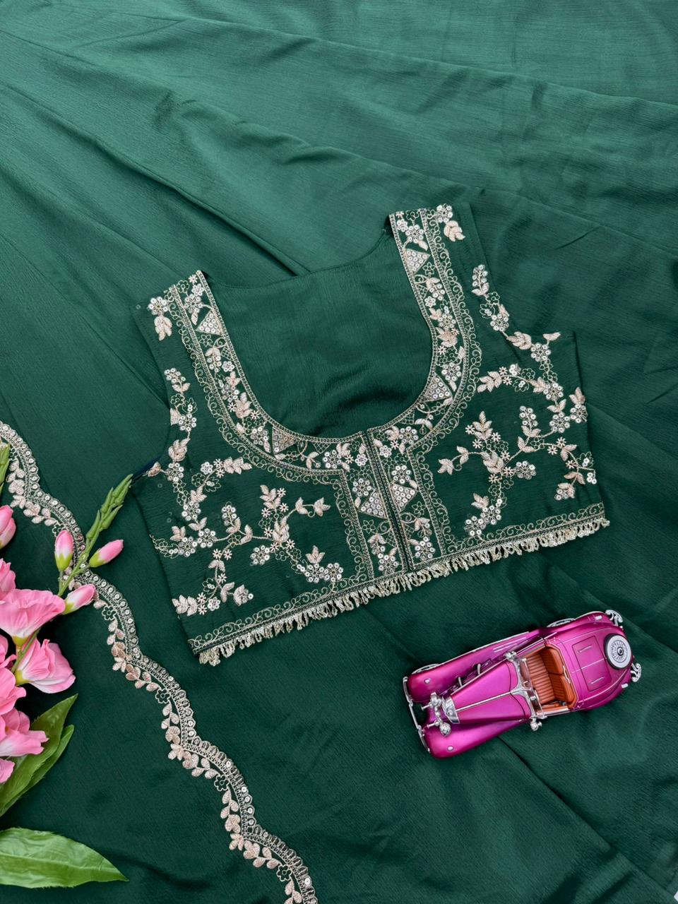 Haritambara Chinon Silk Gown Koti Set