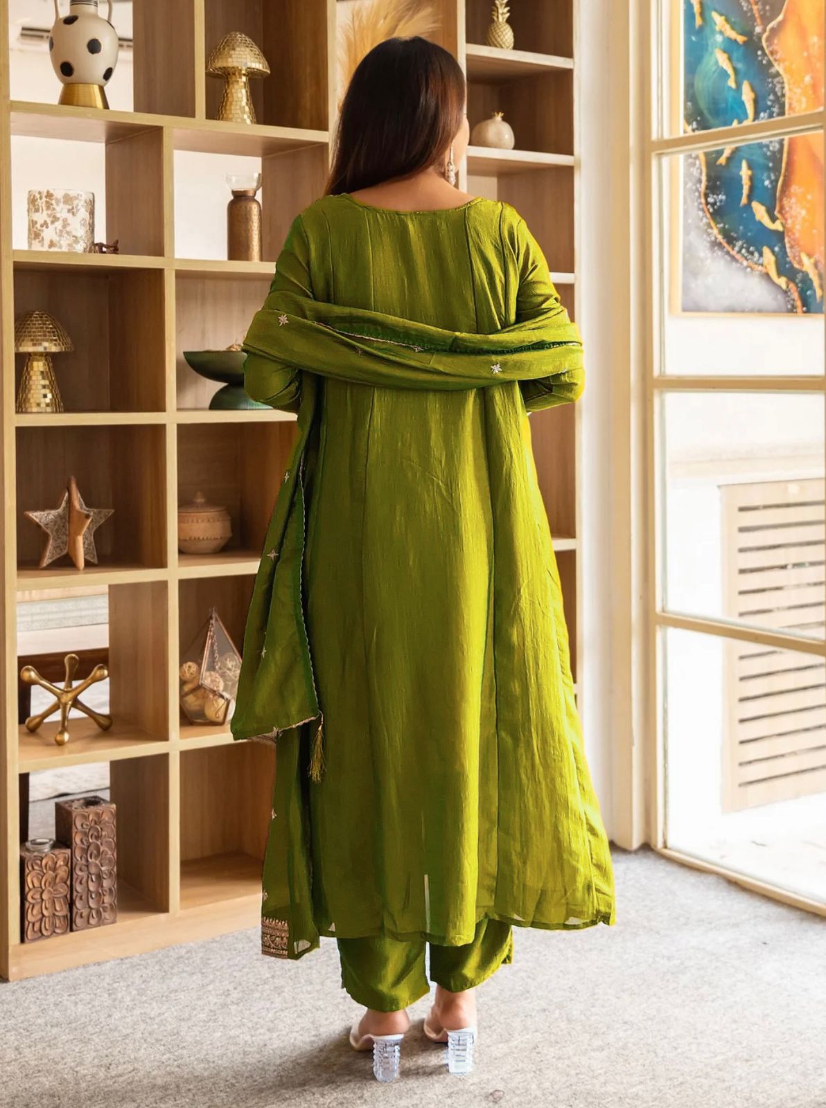 Meherva Vichitra Silk Anarkali Suit Set
