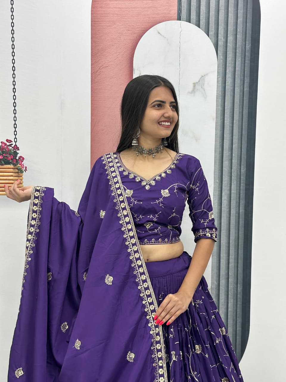 Rajnira Crepe Silk Embroidered Lehenga Choli Set