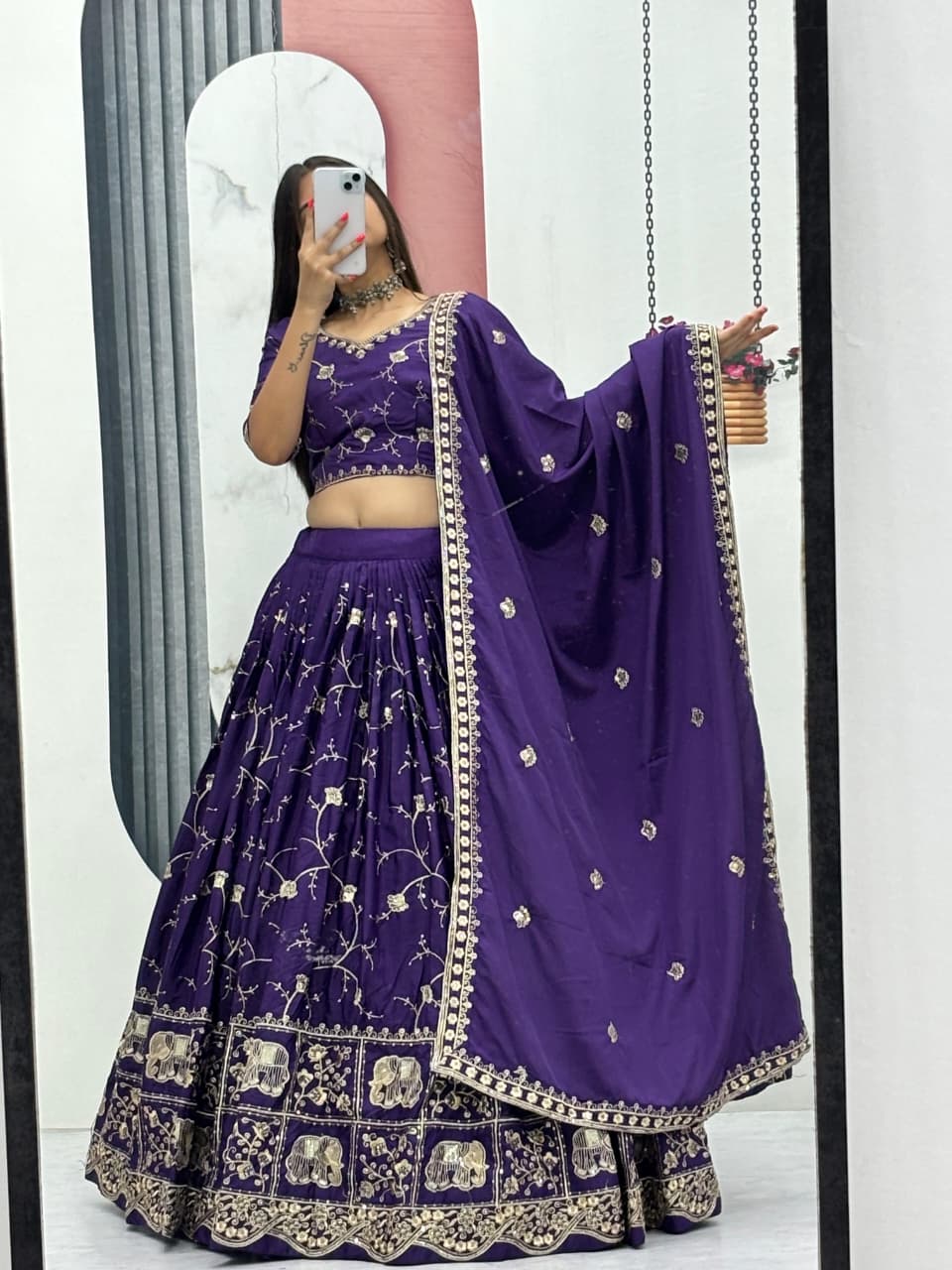 Rajnira Crepe Silk Embroidered Lehenga Choli Set