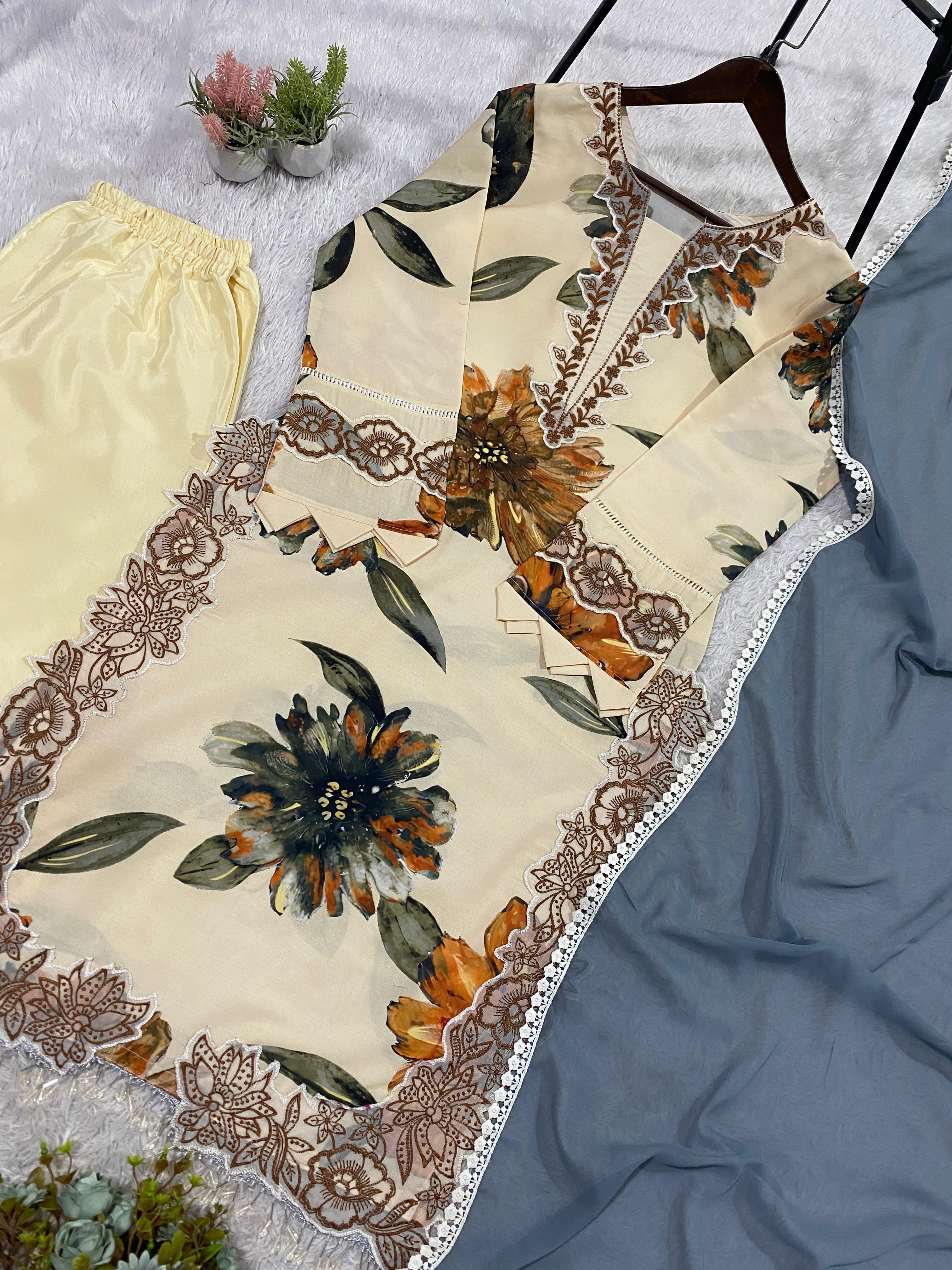 Noorika Printed Muslin Palazzo Suit Set