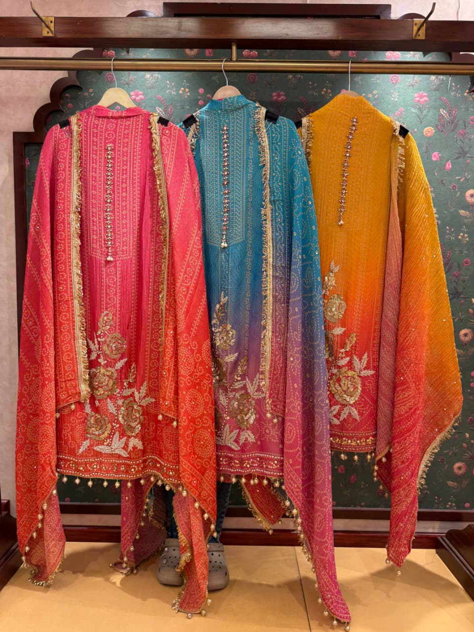 Noor Aari Handwork Chinon Kurti Set With Pant And Dupatta