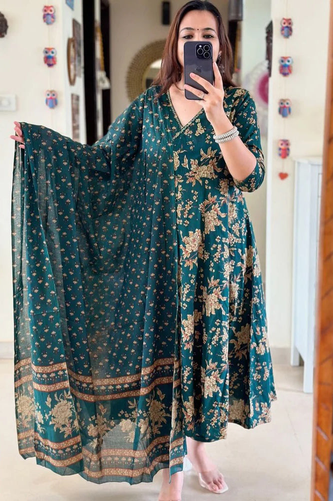 Anarkali kurta set with Angrakha style with side dori attached heavy Tassel