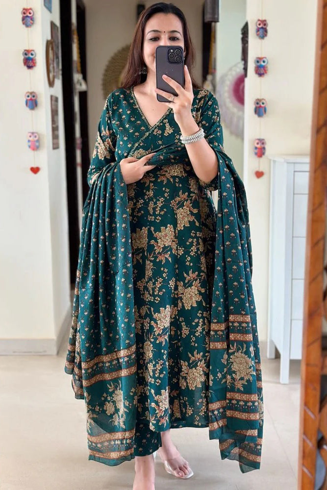 Anarkali kurta set with Angrakha style with side dori attached heavy Tassel