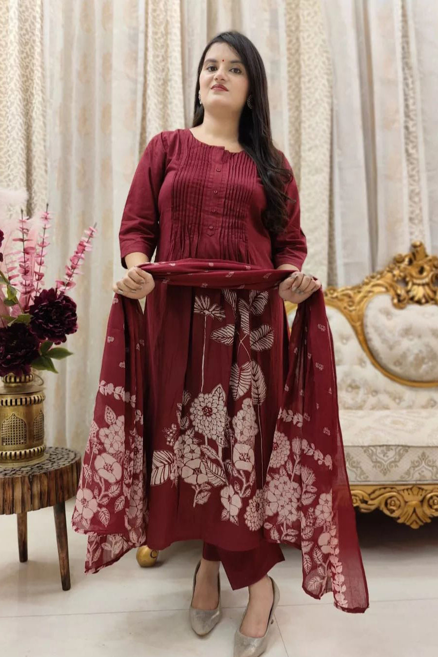Elegance A-Line Kurta with Sequins Sitare Work