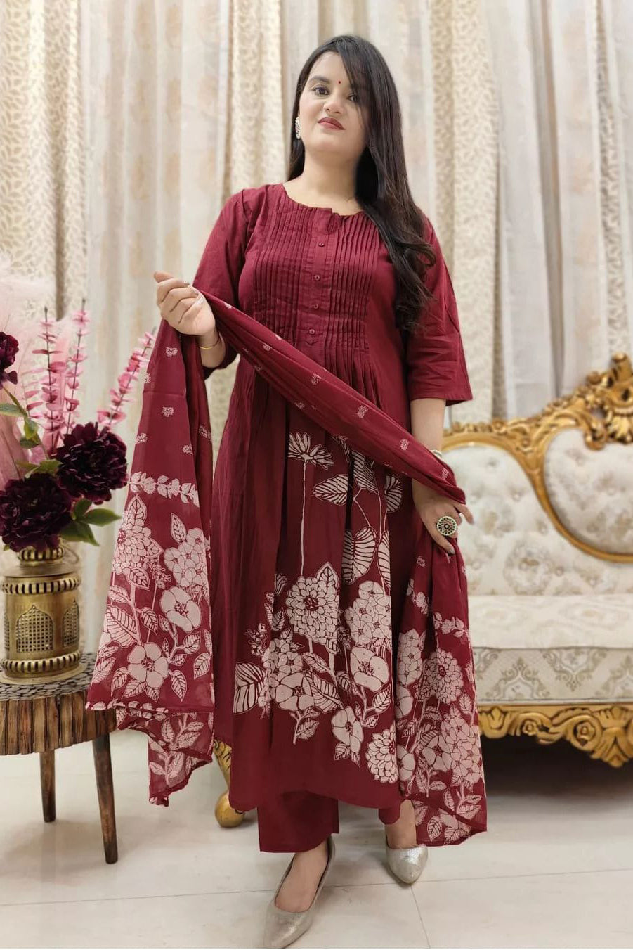 Elegance A-Line Kurta with Sequins Sitare Work