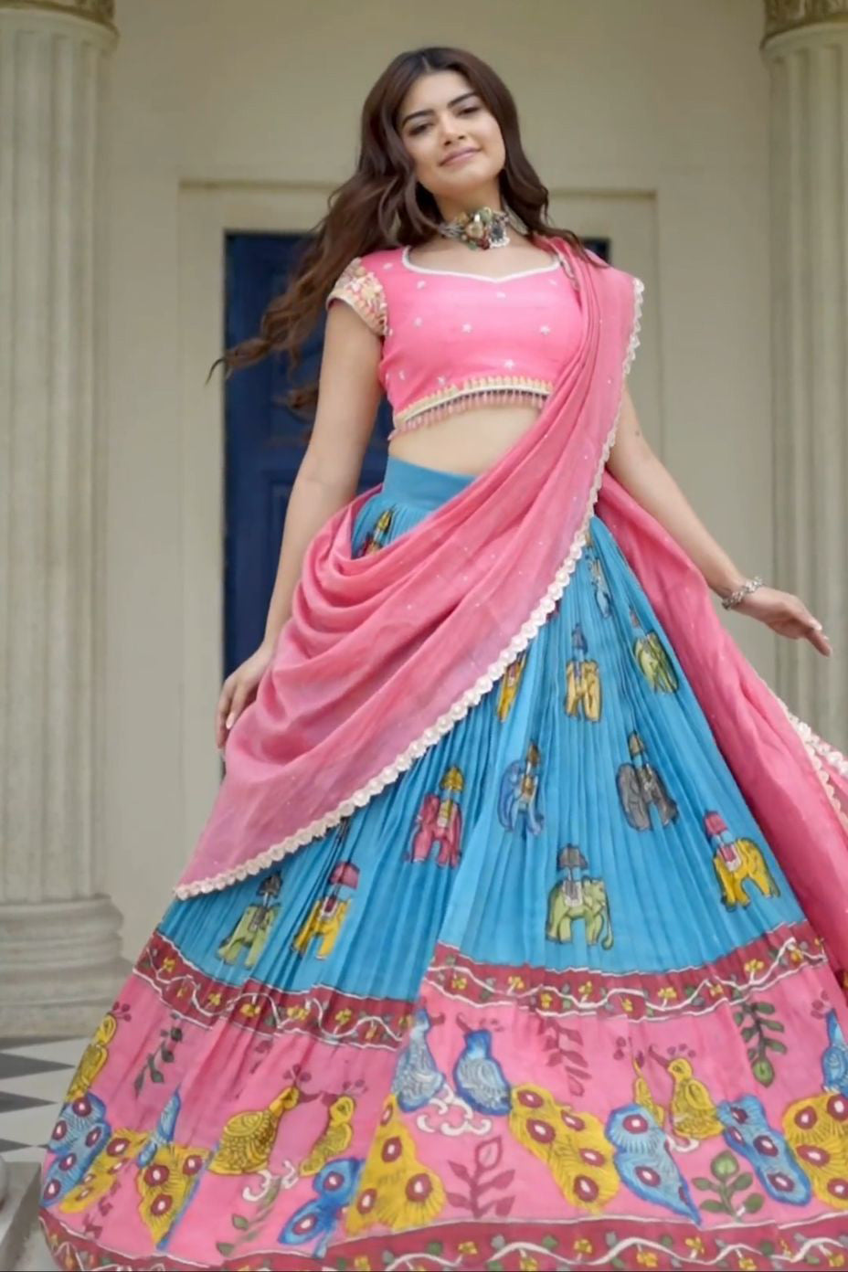Kalamkari Festival Special Lehenga Choli Set with Dupatta