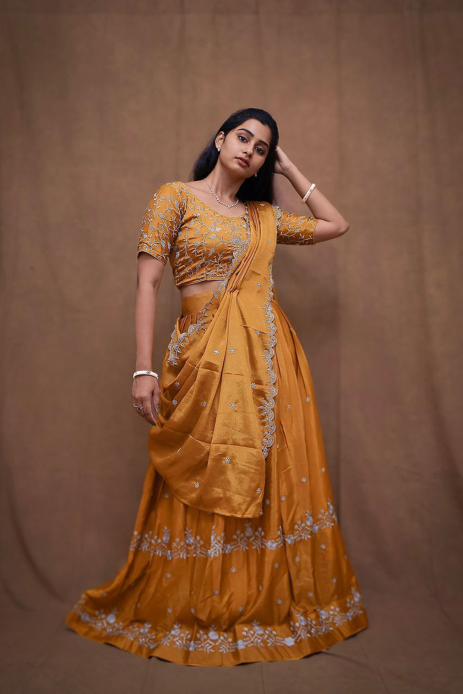 Radiant Silver Embroidered Lehenga Choli Set