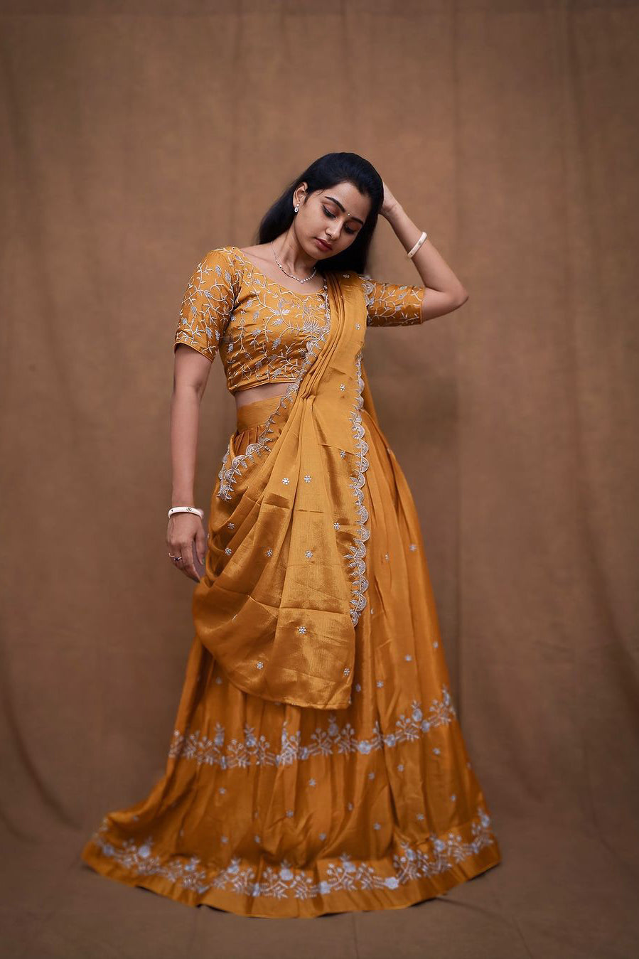 Radiant Silver Embroidered Lehenga Choli Set