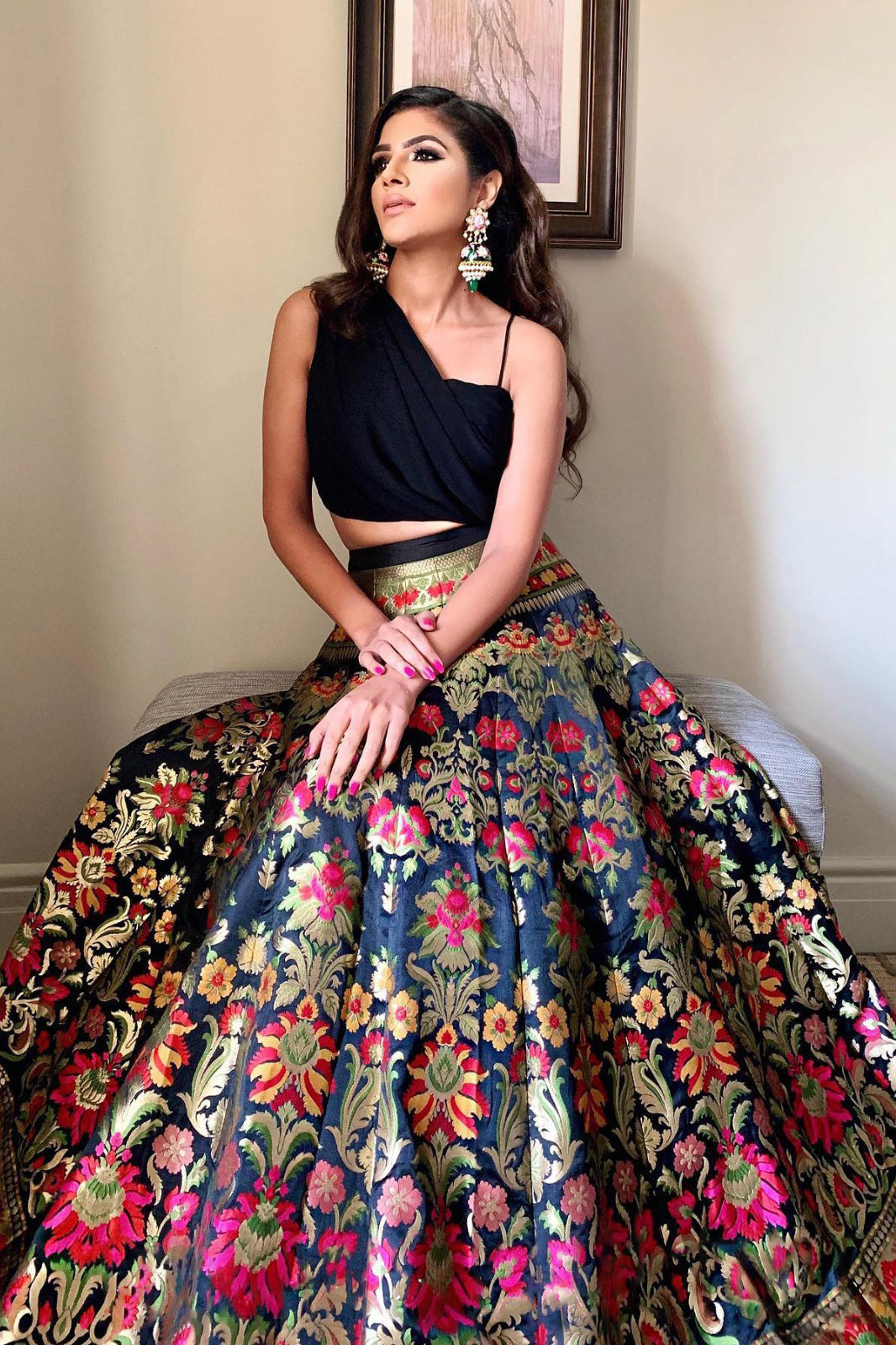 Midnight Elegance Banarasi Lehenga Set