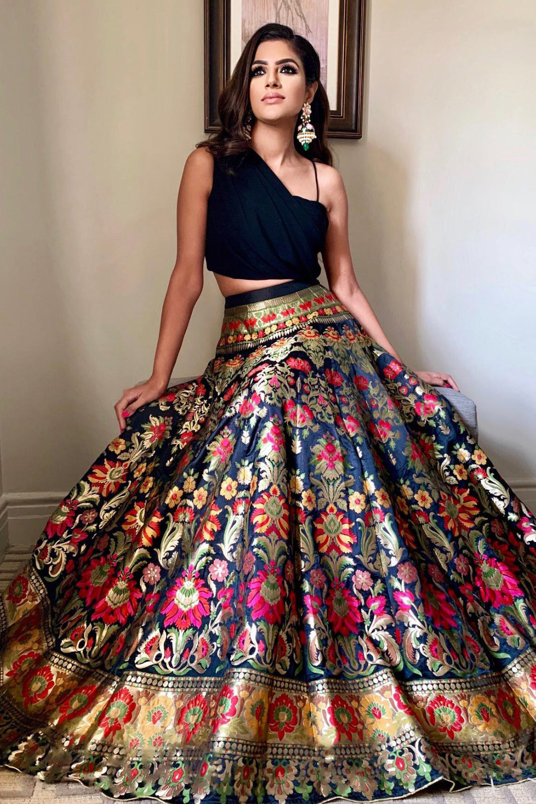Midnight Elegance Banarasi Lehenga Set