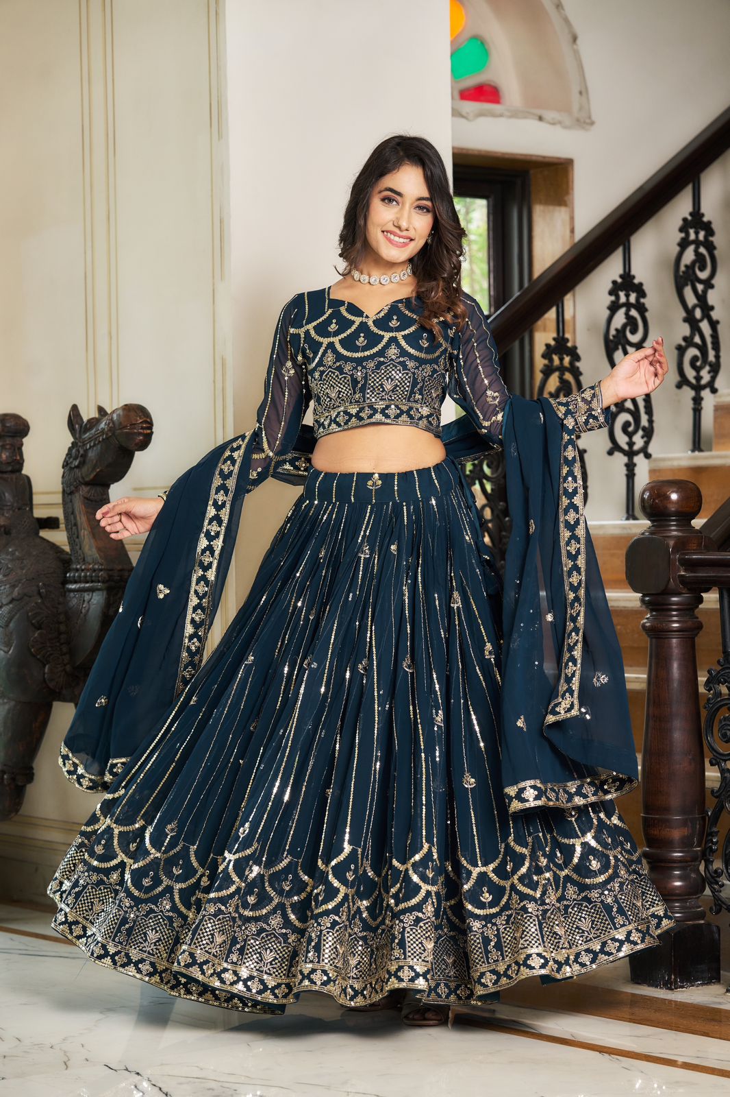Royal Designer Radiance Blue Festival Lehenga Choli Set