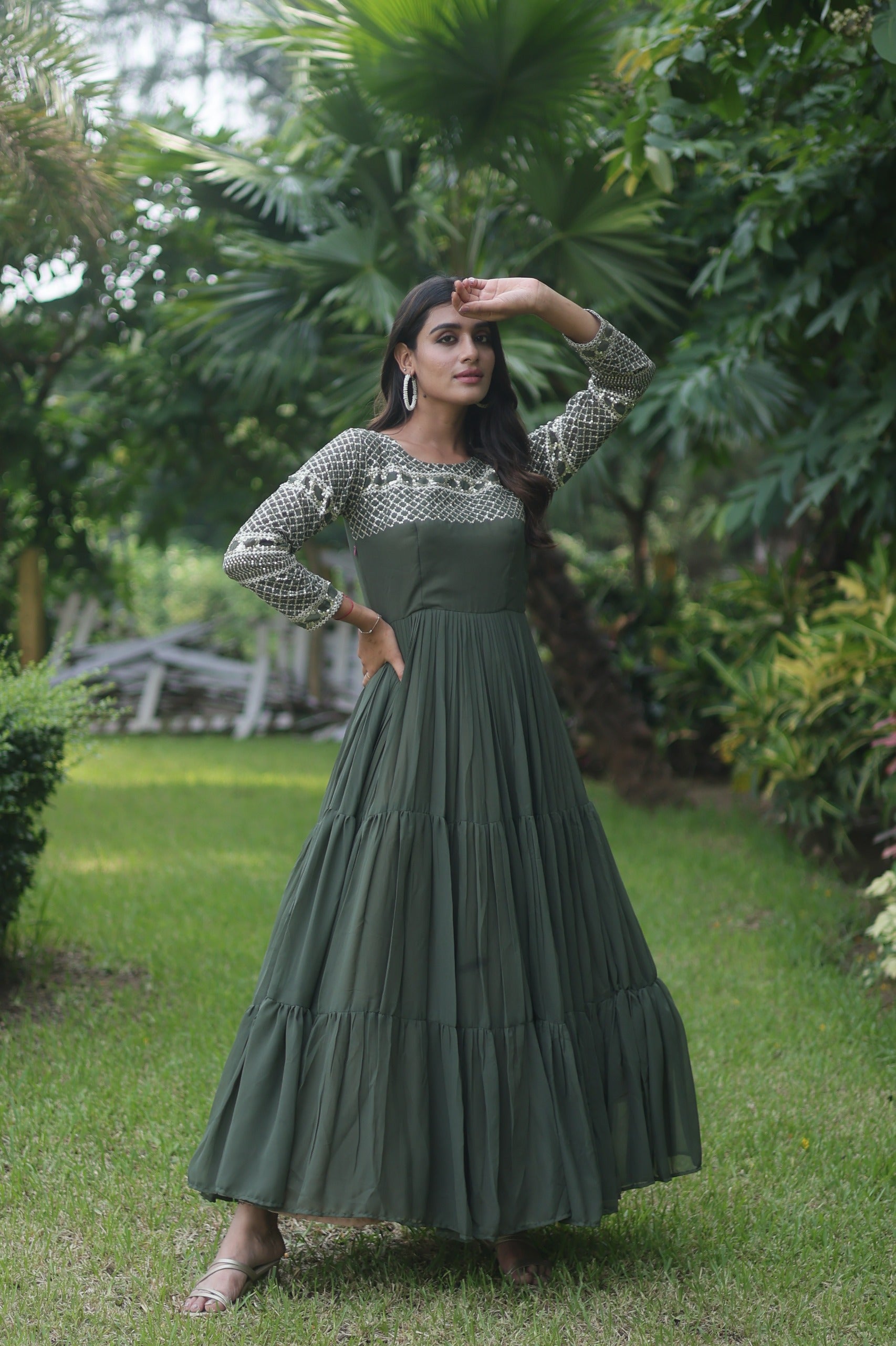 Ethereal Zari Sequins Designer Gown