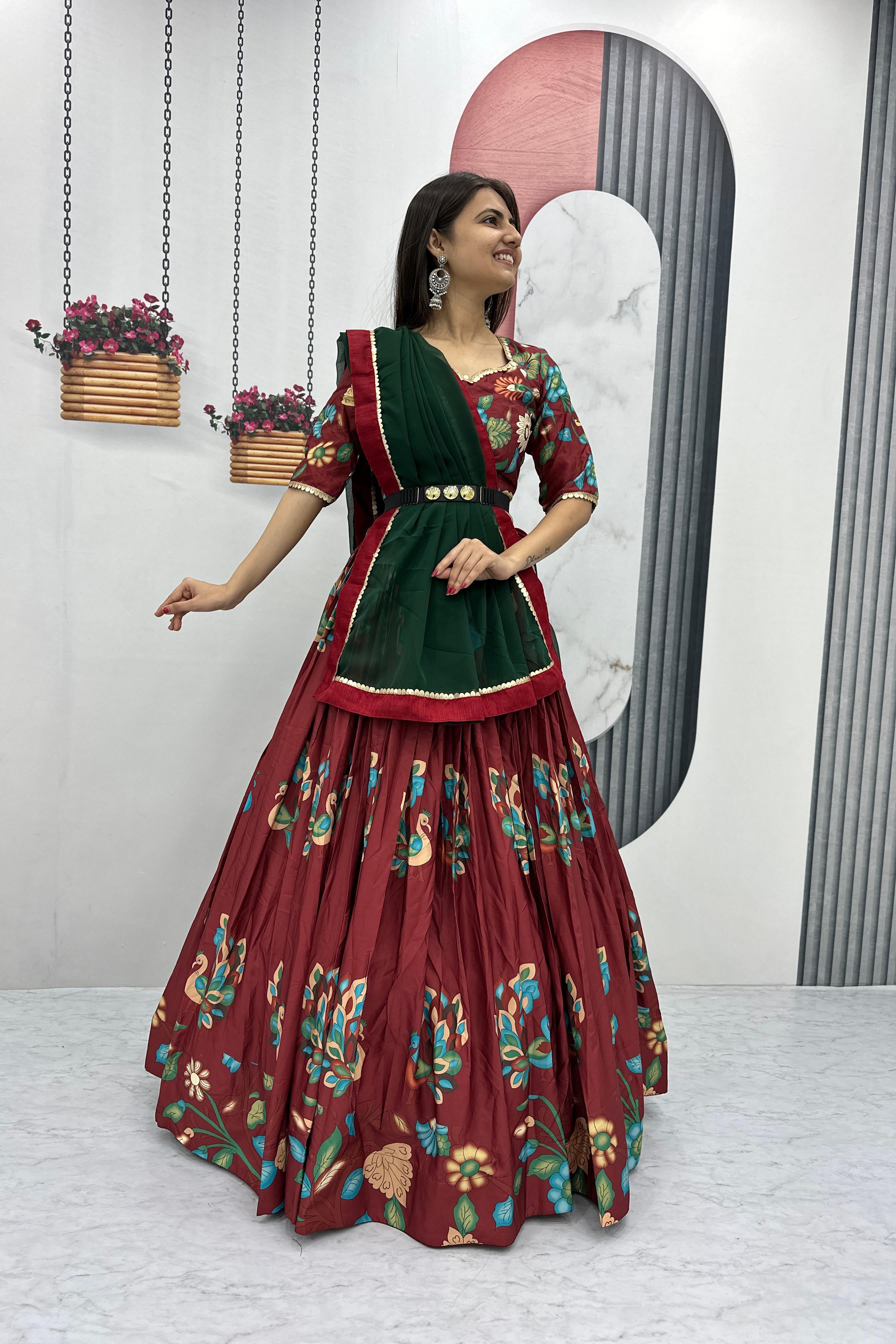 Saanjh Brown Kalamkari Festive Lehenga Choli