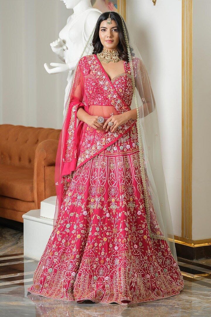 Designer Satin Silk Embroidered Lehenga Set