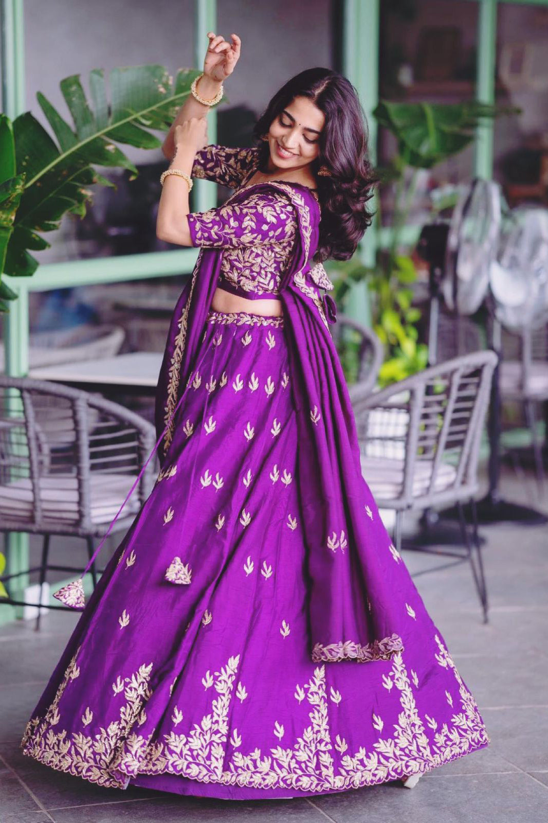 Purple Embroidered Festival Lehenga Choli