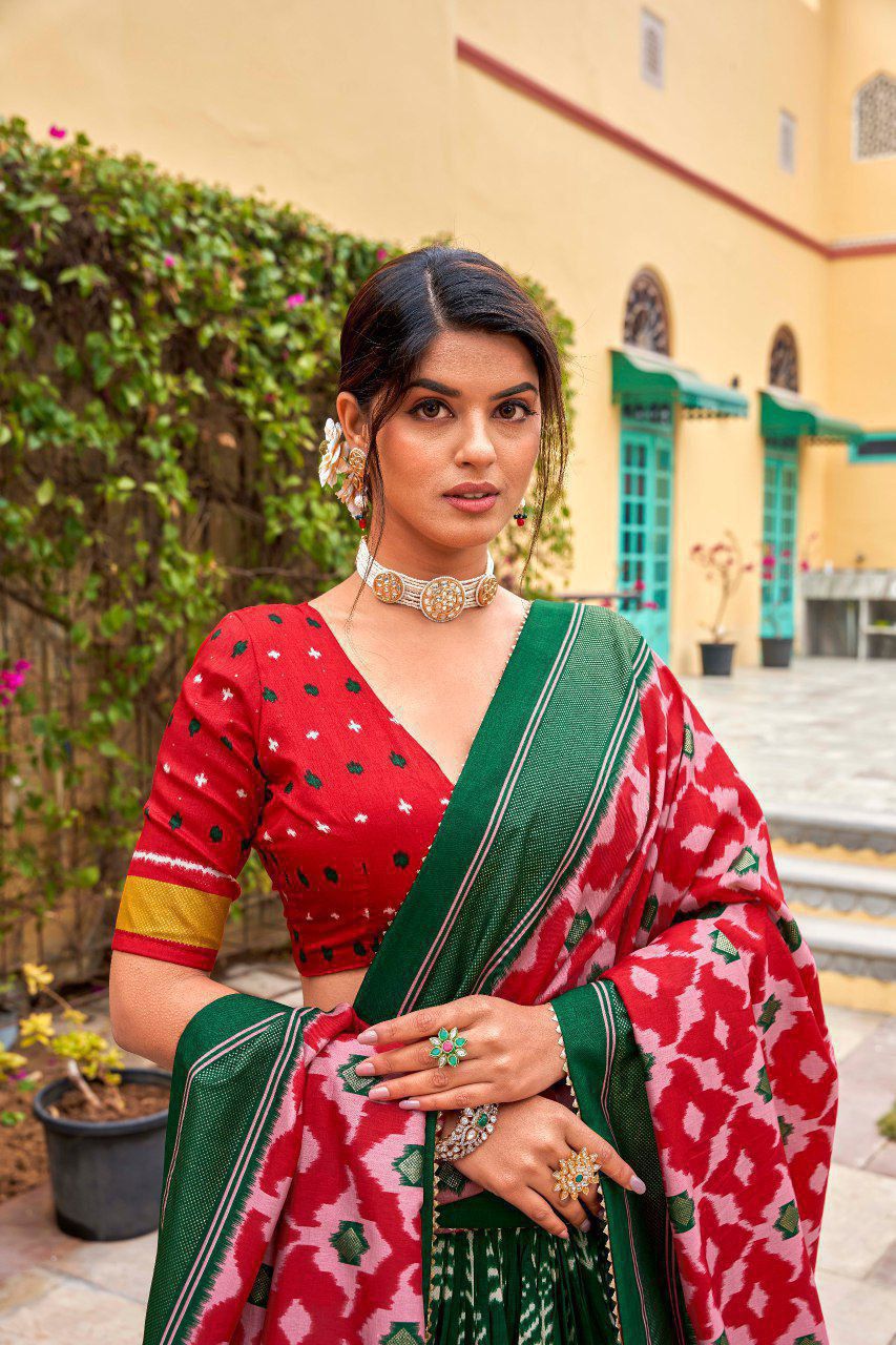 Patola Print Green Chaniya Choli Set