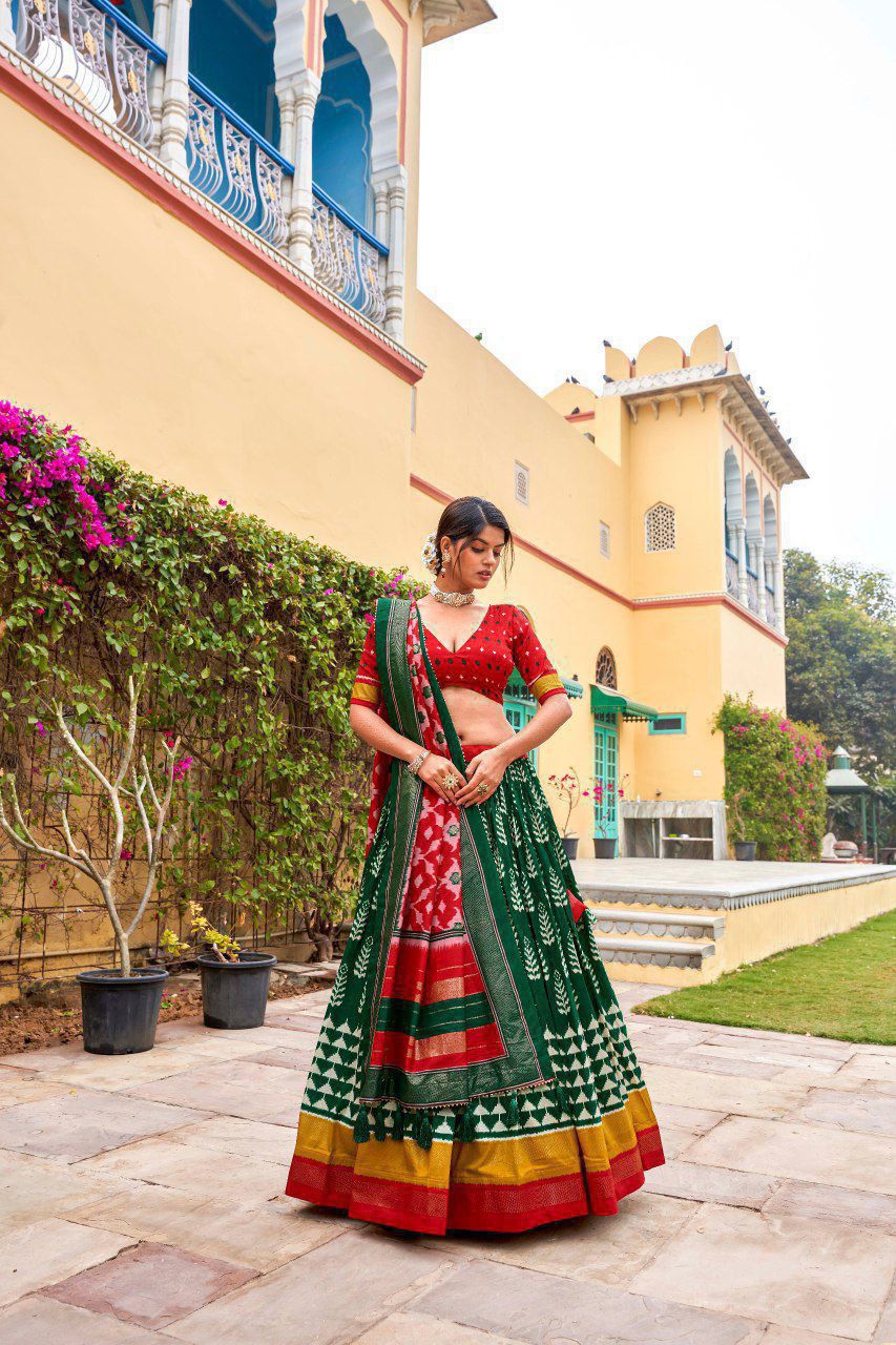 Patola Print Green Chaniya Choli Set