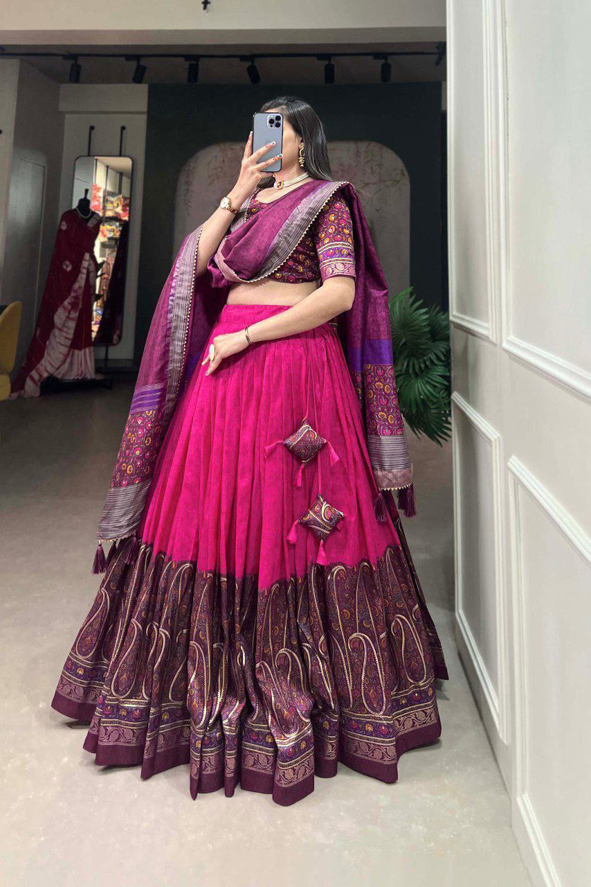 Kashmira Pink Tussar Silk Lehenga Choli Set