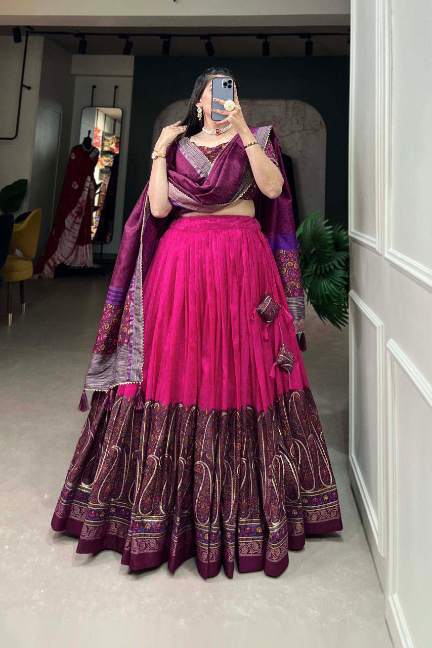 Kashmira Pink Tussar Silk Lehenga Choli Set