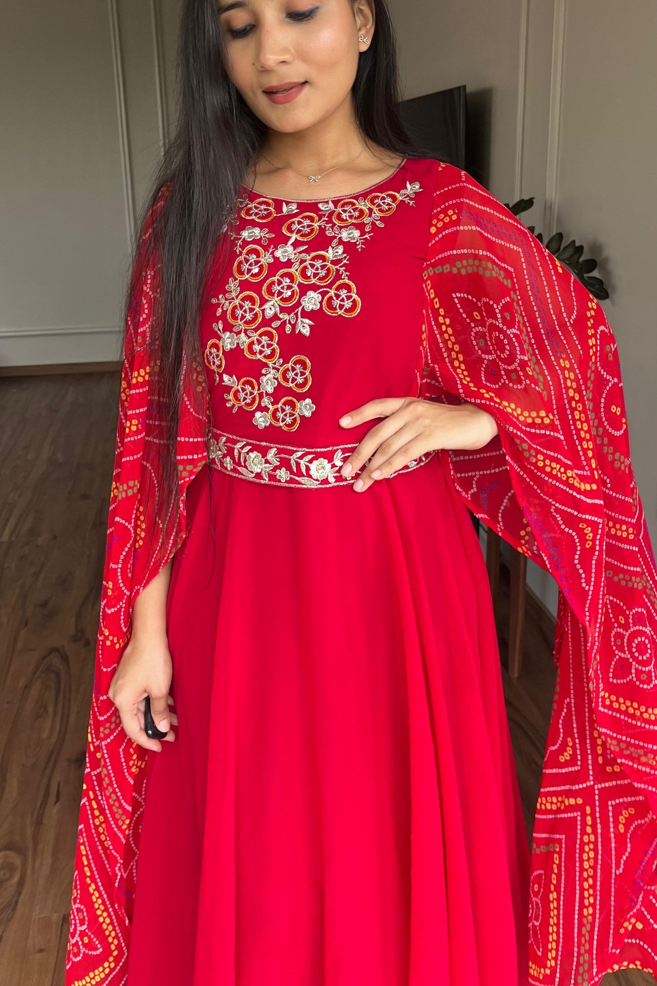 Elegance Bandhej Long Gown