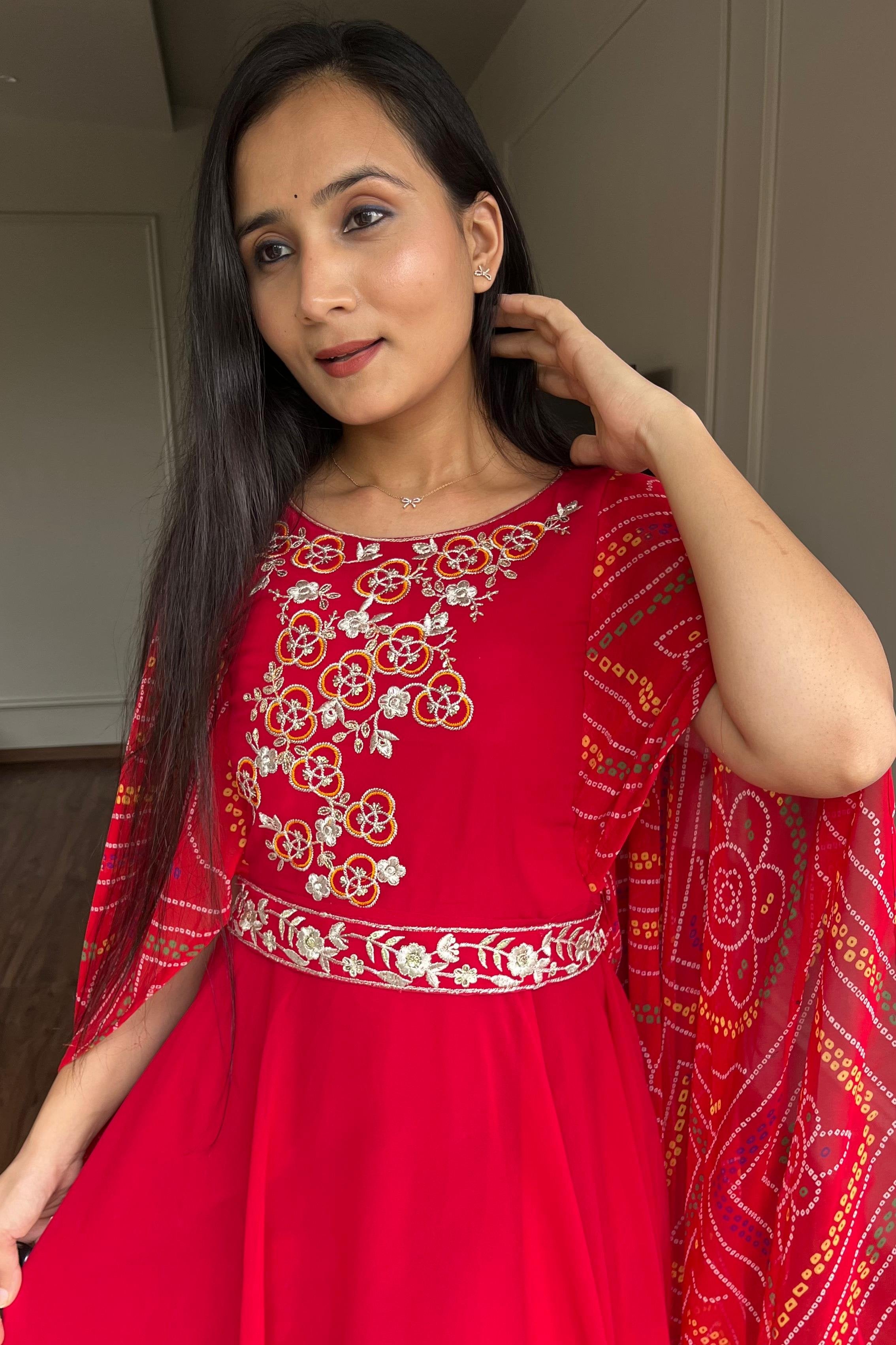Elegance Bandhej Long Gown
