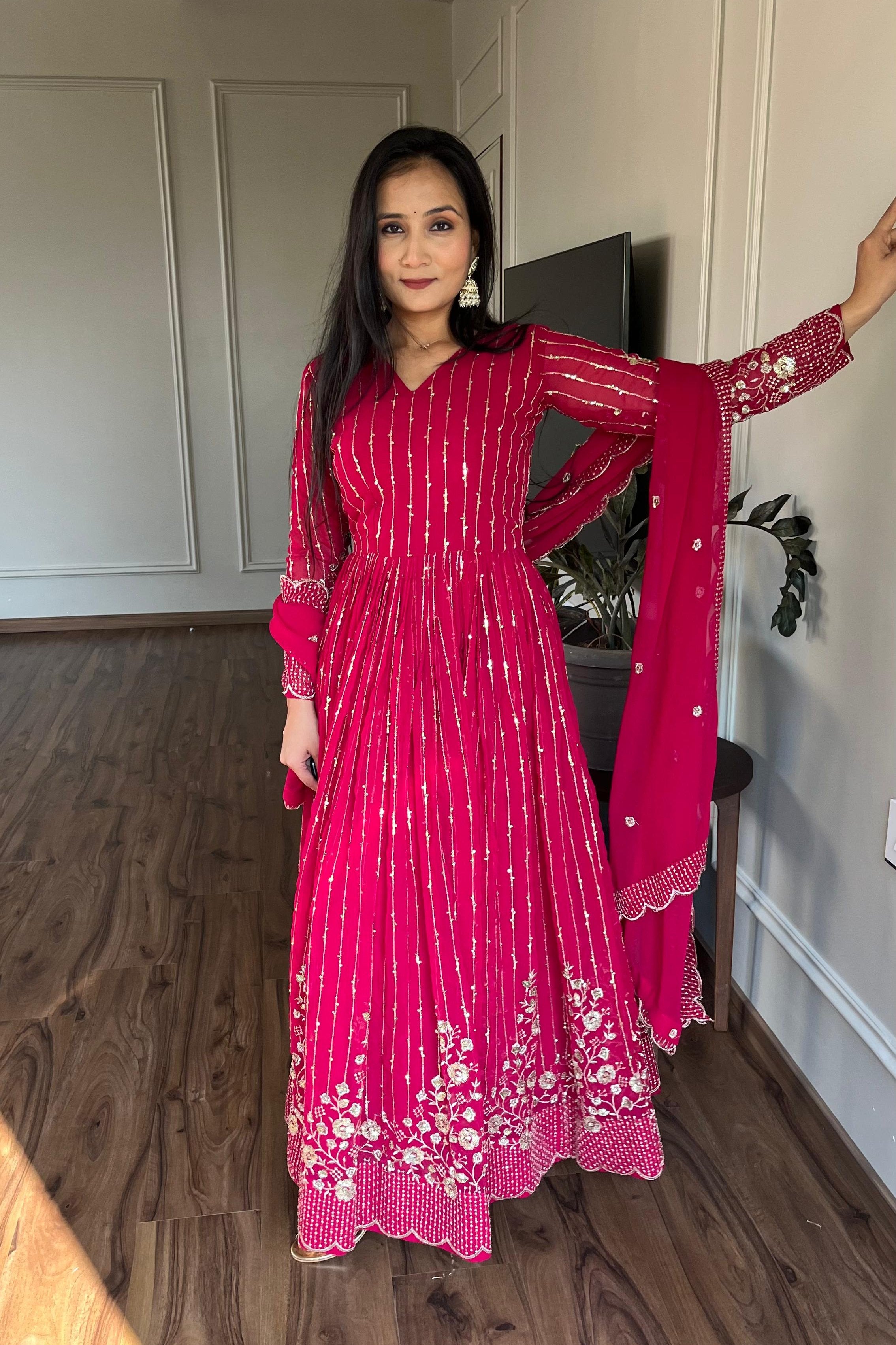 Blush Radiance Festive Long Gown with Dupatta