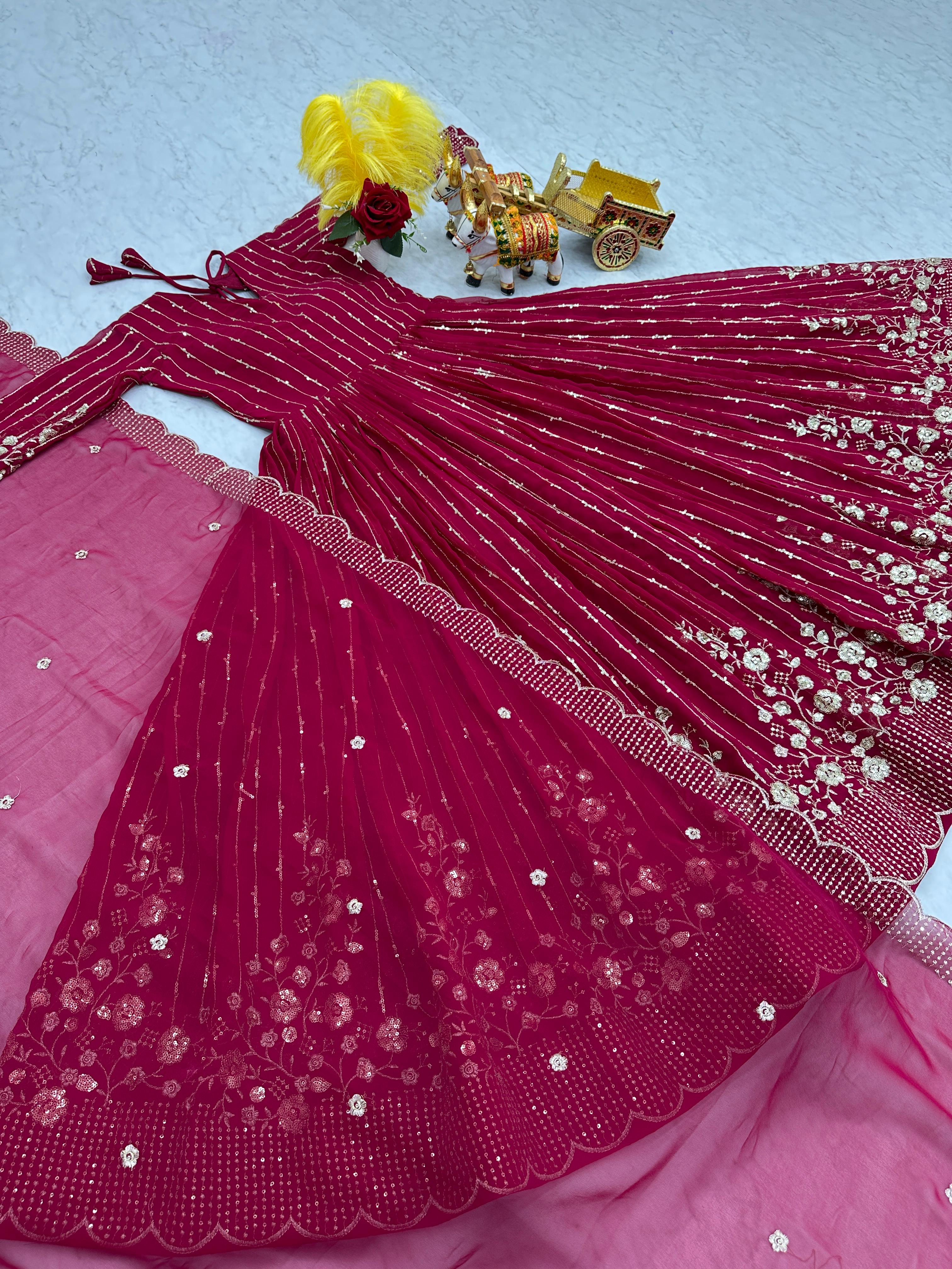 Blush Radiance Festive Long Gown with Dupatta