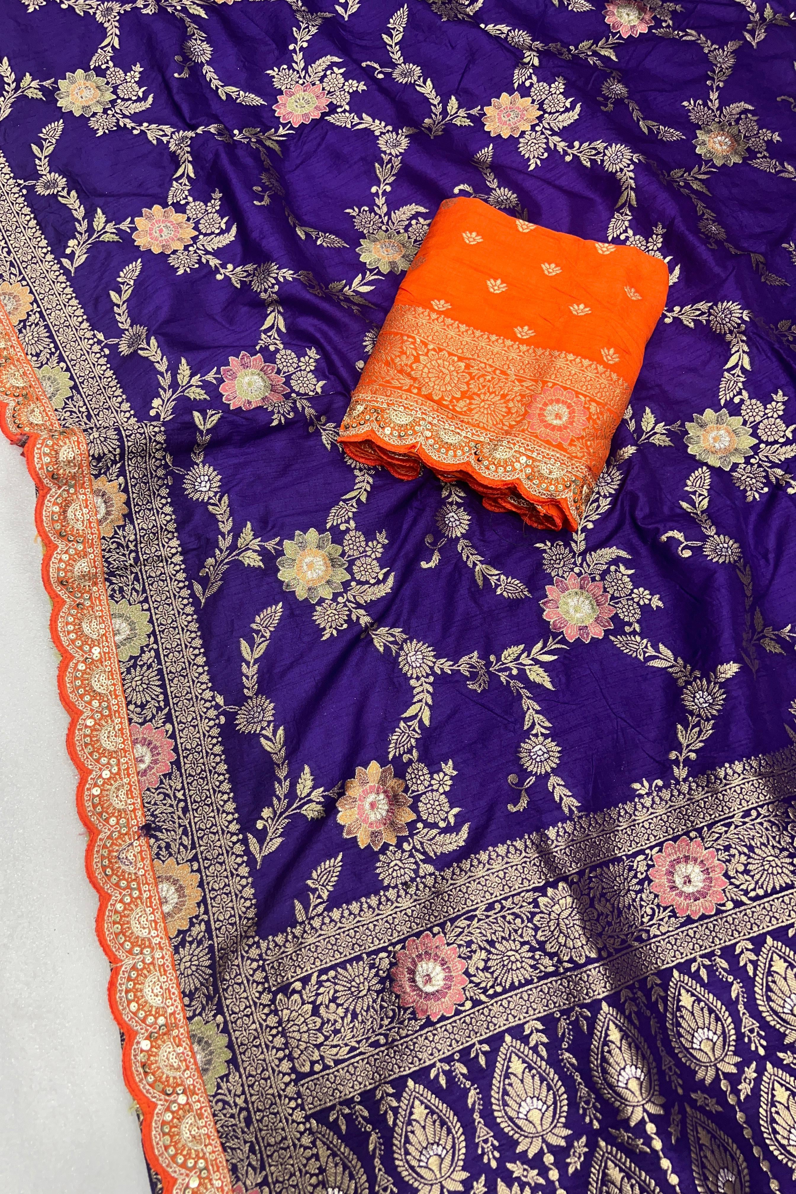 Dola Silk Saree with Zari and Thread Work Blouse
