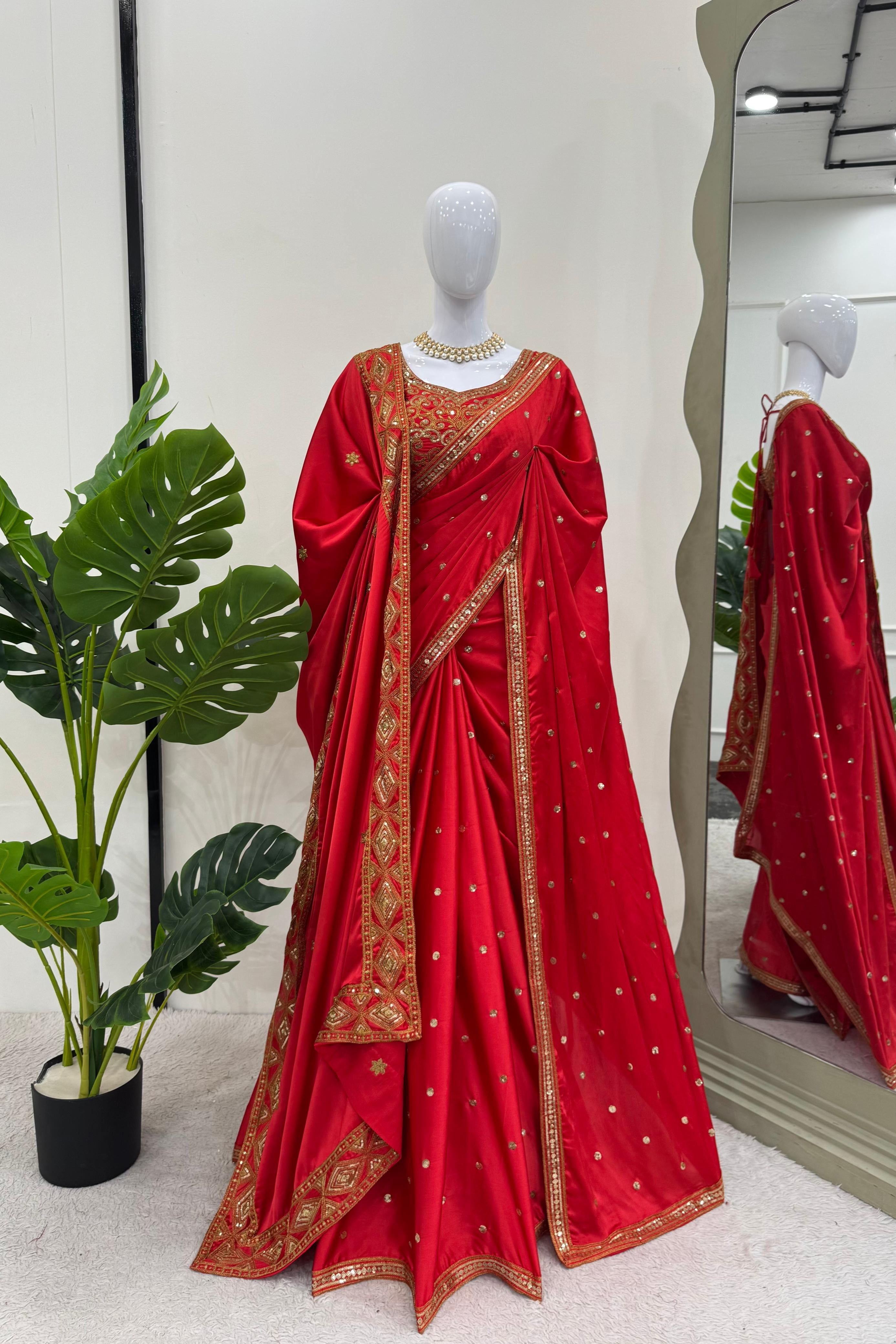 Scarlet Elegance Designer Saree Set