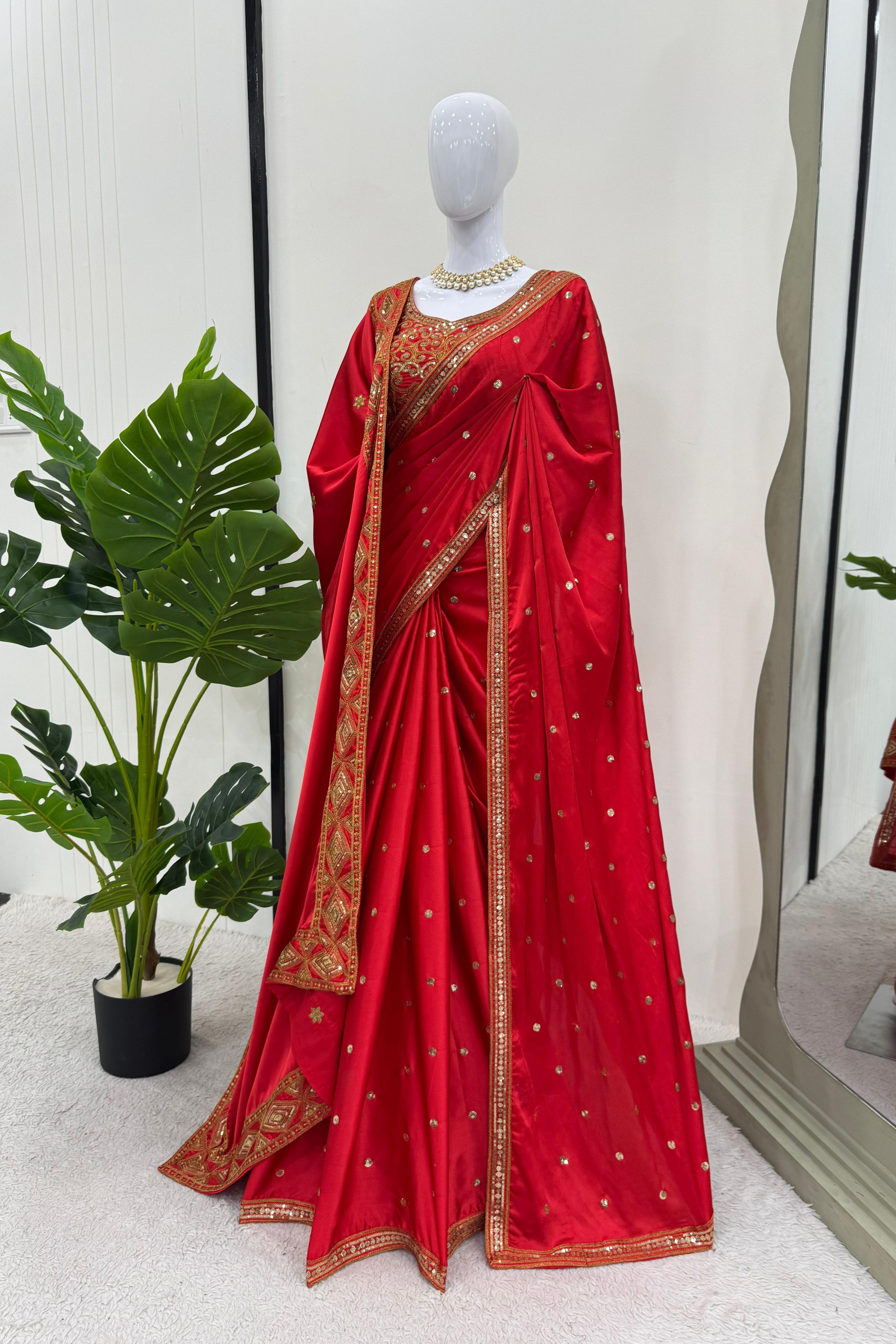 Scarlet Elegance Designer Saree Set
