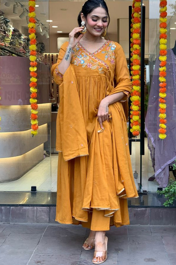 Viscose Chanderi Embroidery Suit Set